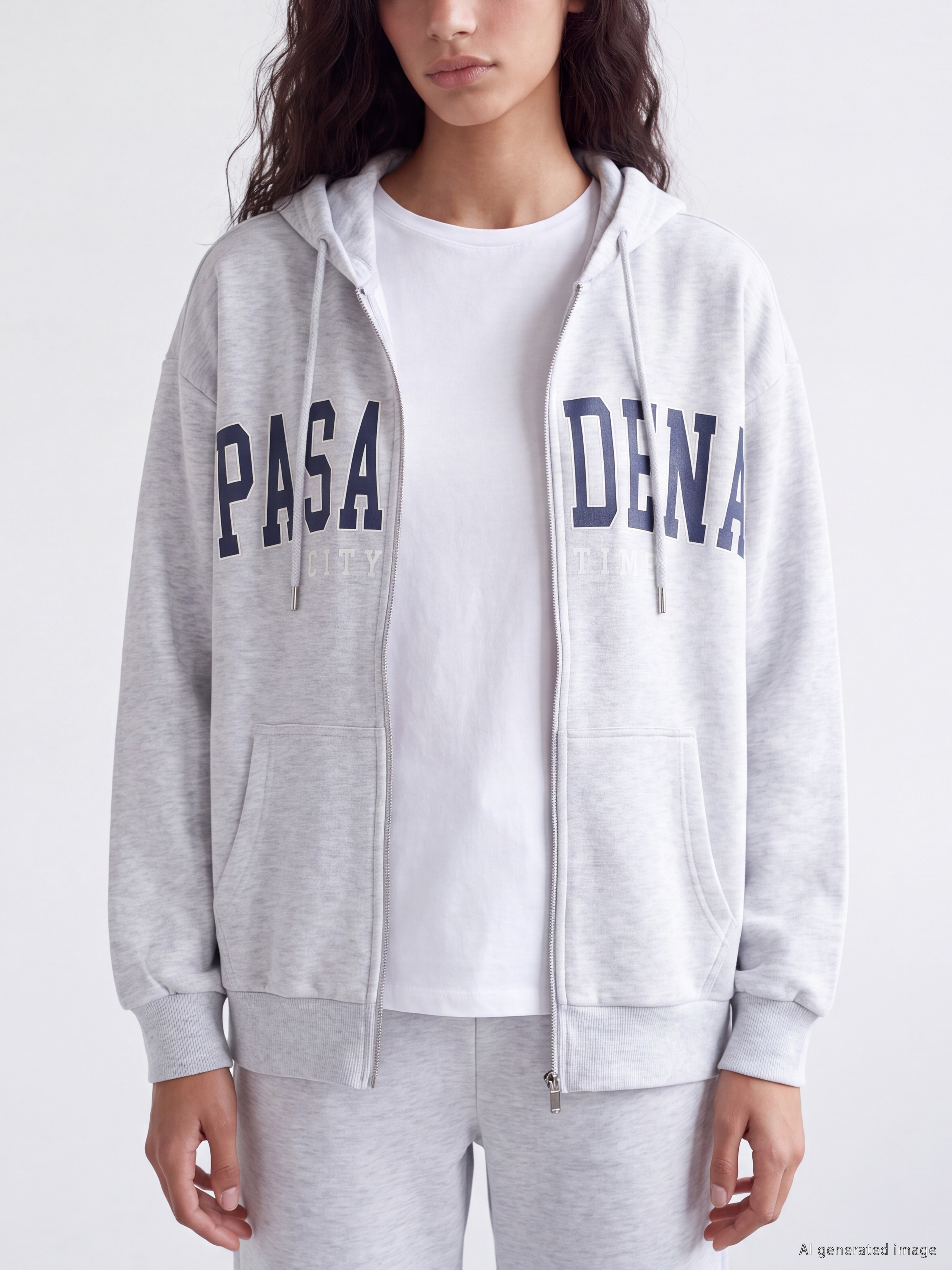 XSIDE Baskılı Kadın Kalın Fermuarlı Sweatshirt görsel 3