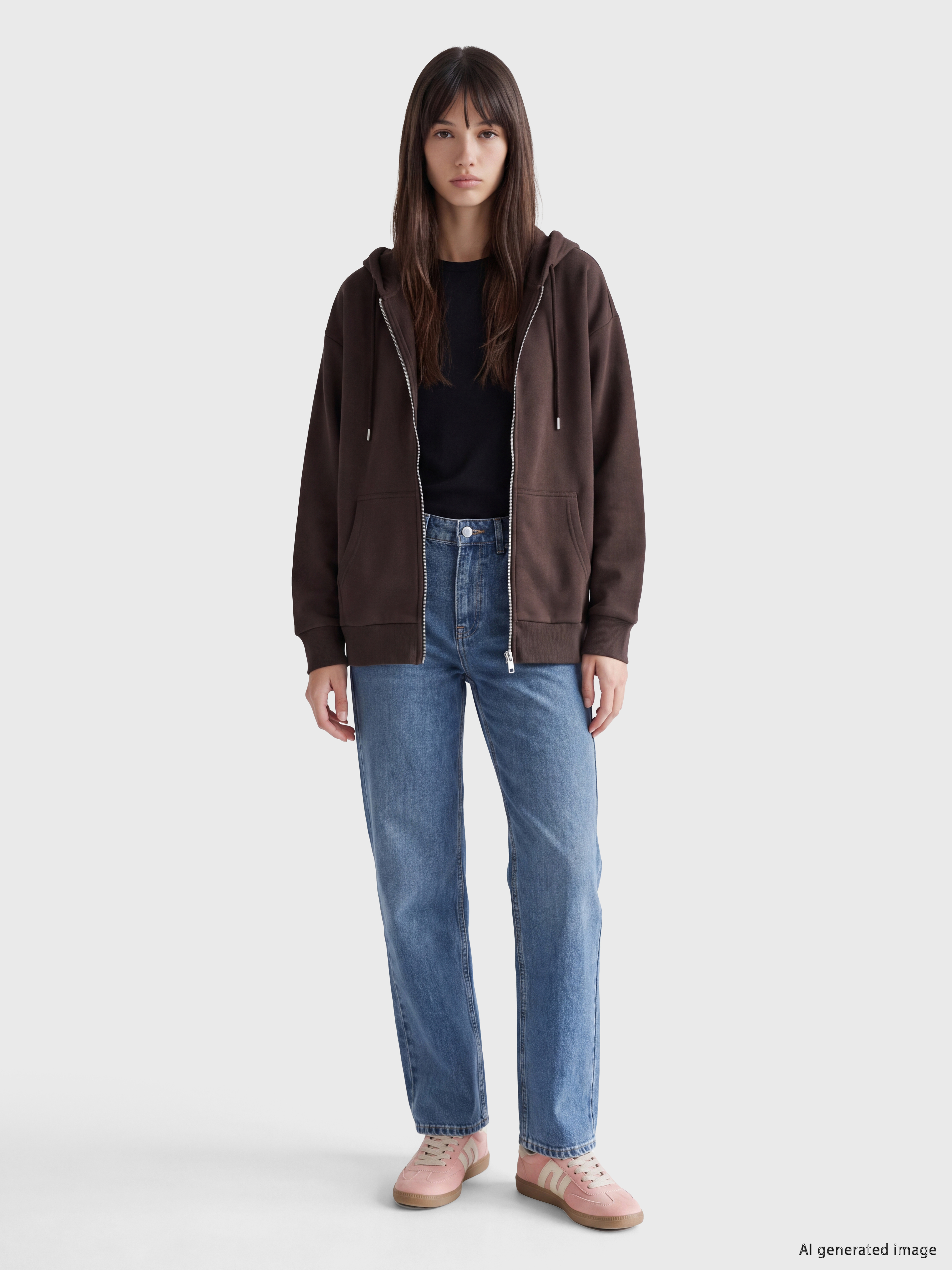 XSIDE Oversize Kadın Kalın Fermuarlı Sweatshirt görsel 2