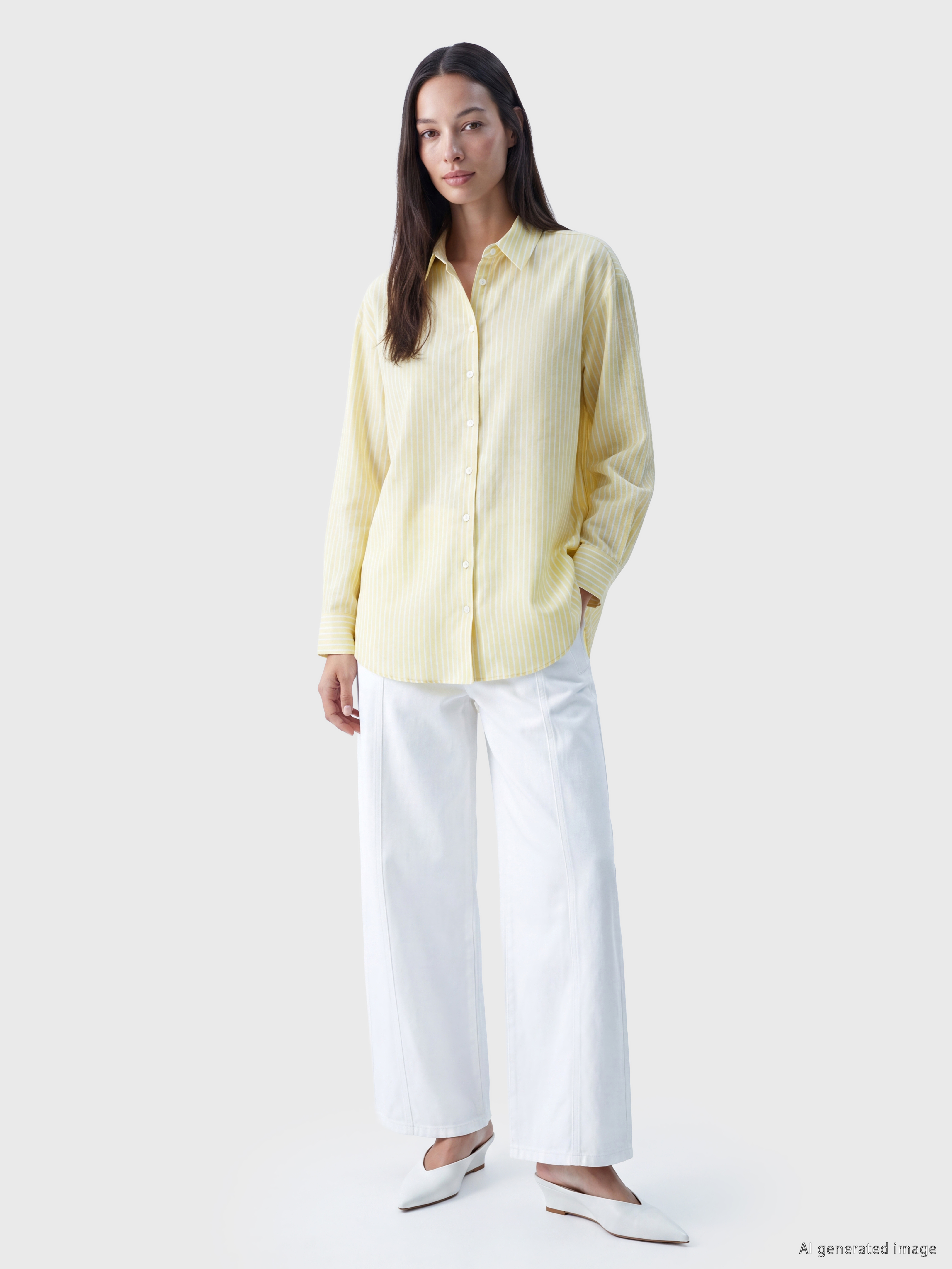 LCW EVERYDAY Çizgili Poplin Kadın Gömlek Tunik görsel 2