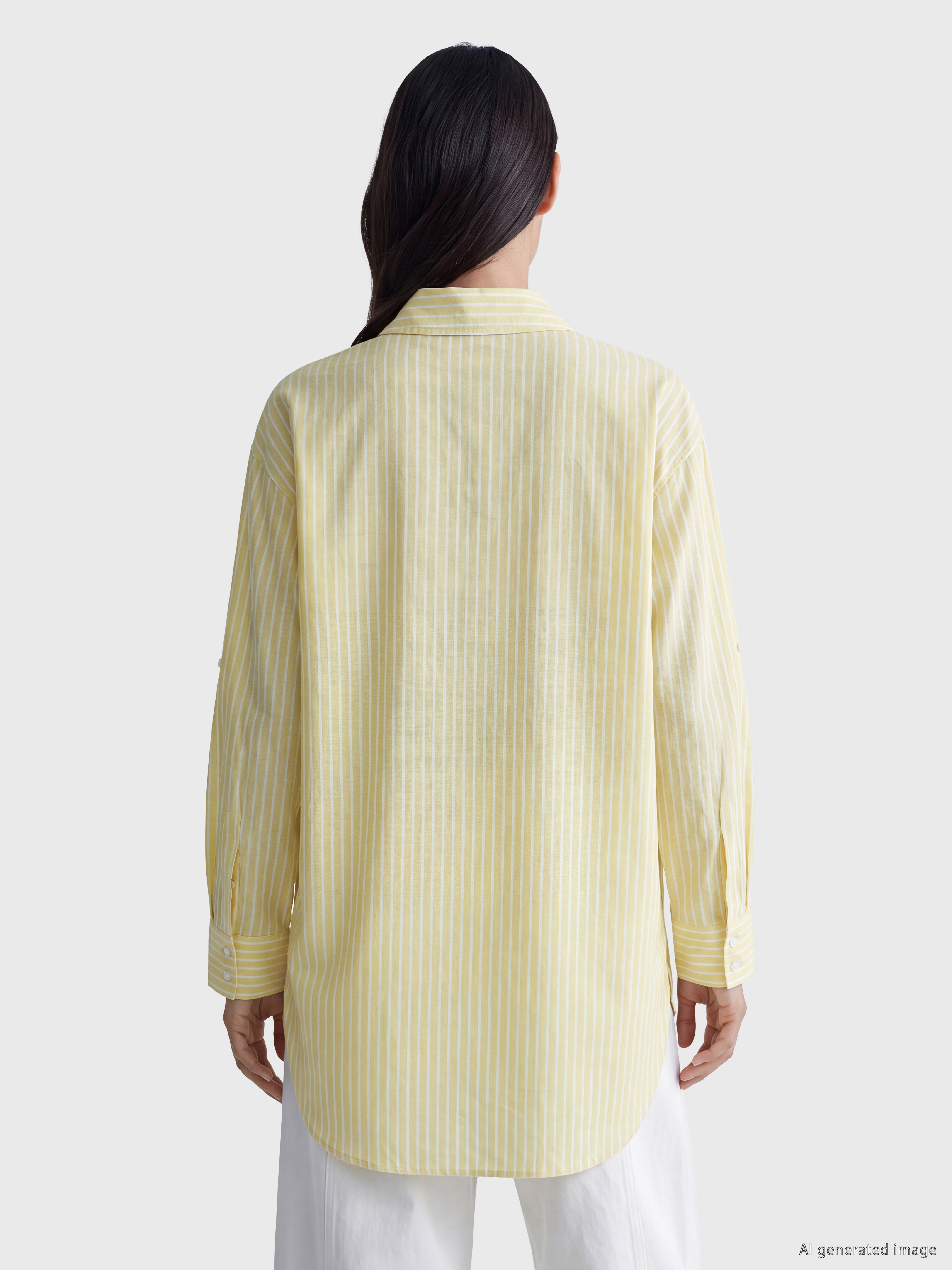 LCW EVERYDAY Çizgili Poplin Kadın Gömlek Tunik görsel 4
