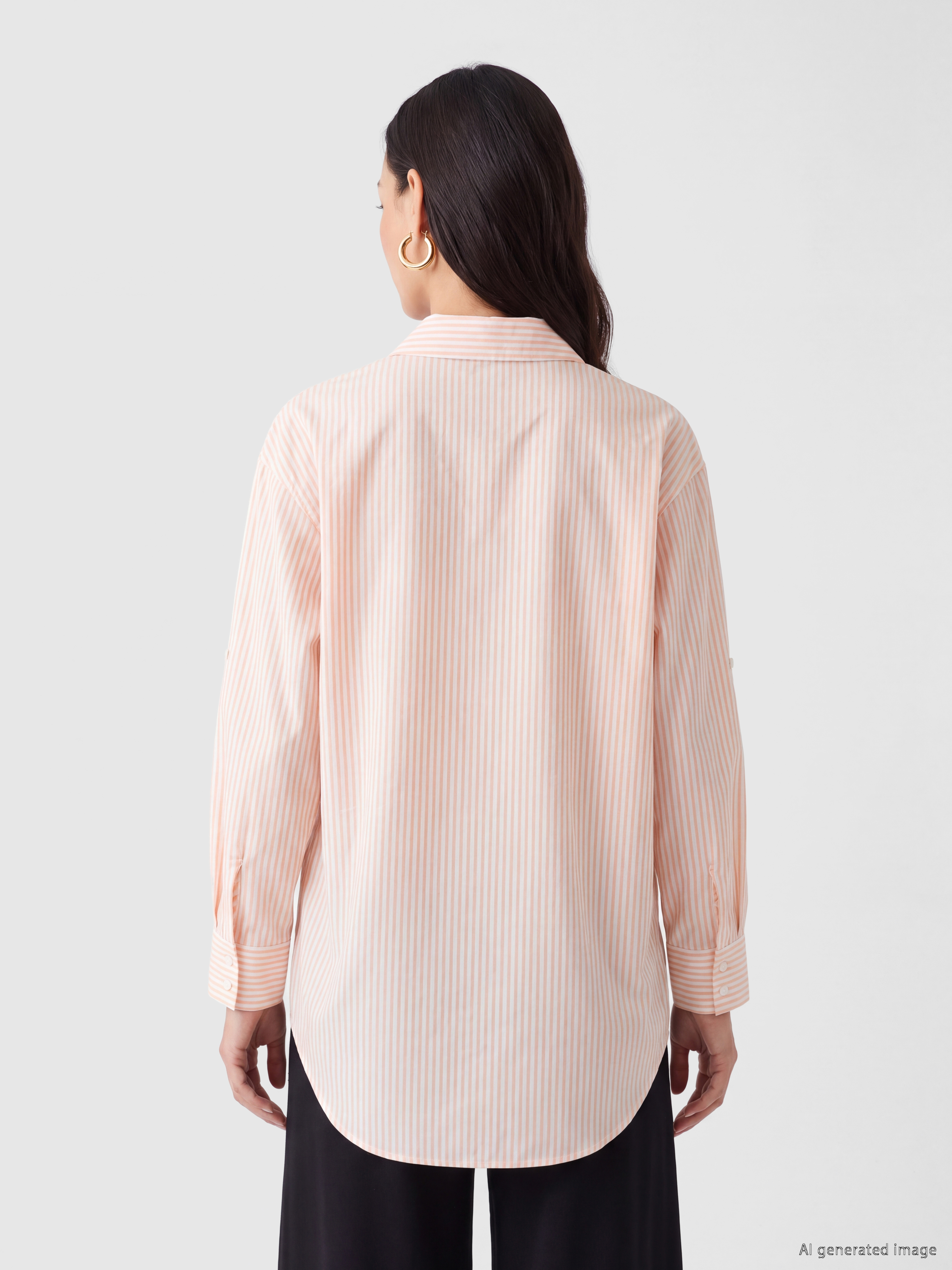 LCW EVERYDAY Çizgili Poplin Kadın Gömlek Tunik görsel 4