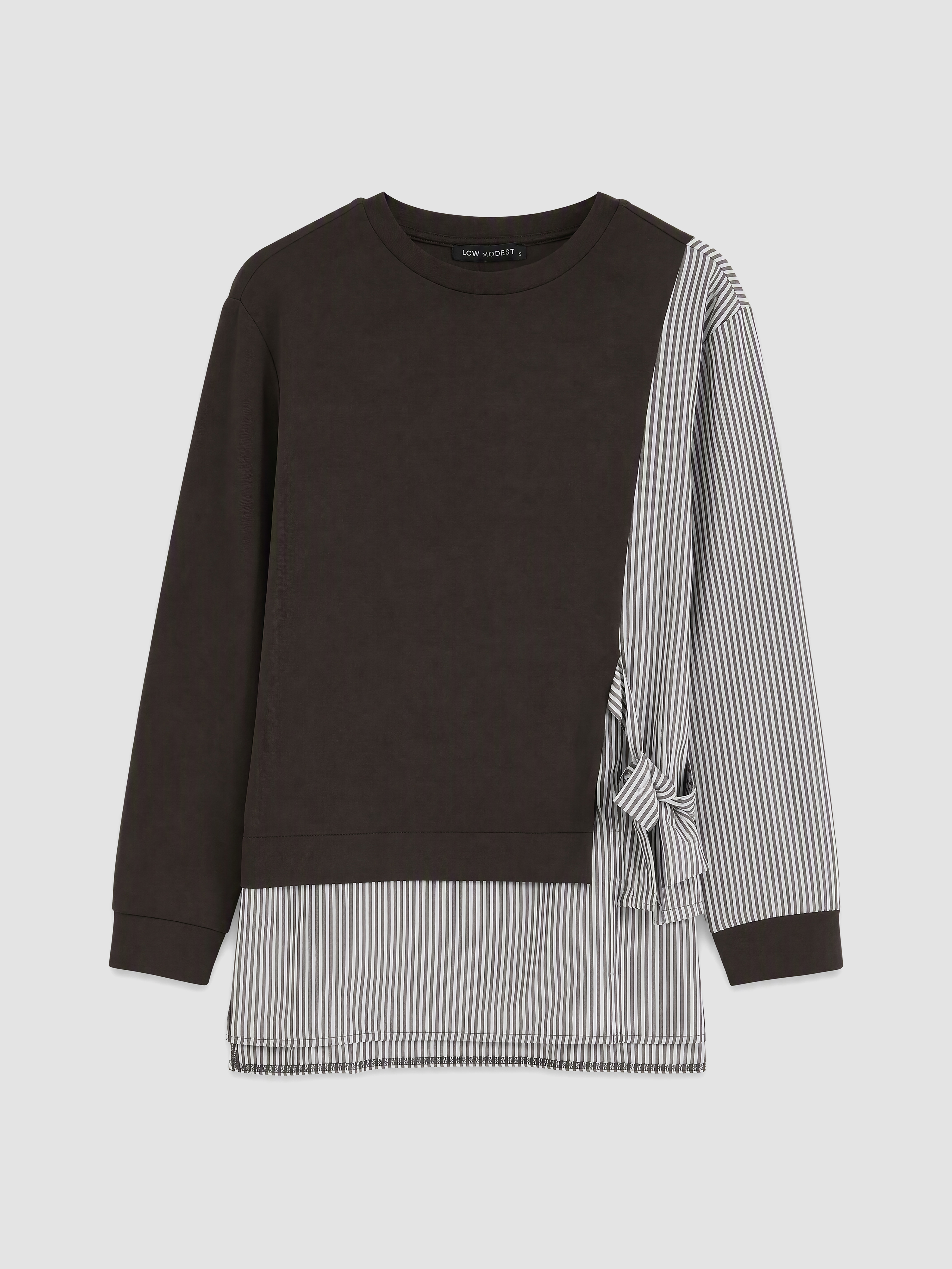 LCW Modest Çizgili Soft Touch Kadın Sweatshirt Tunik görsel 5
