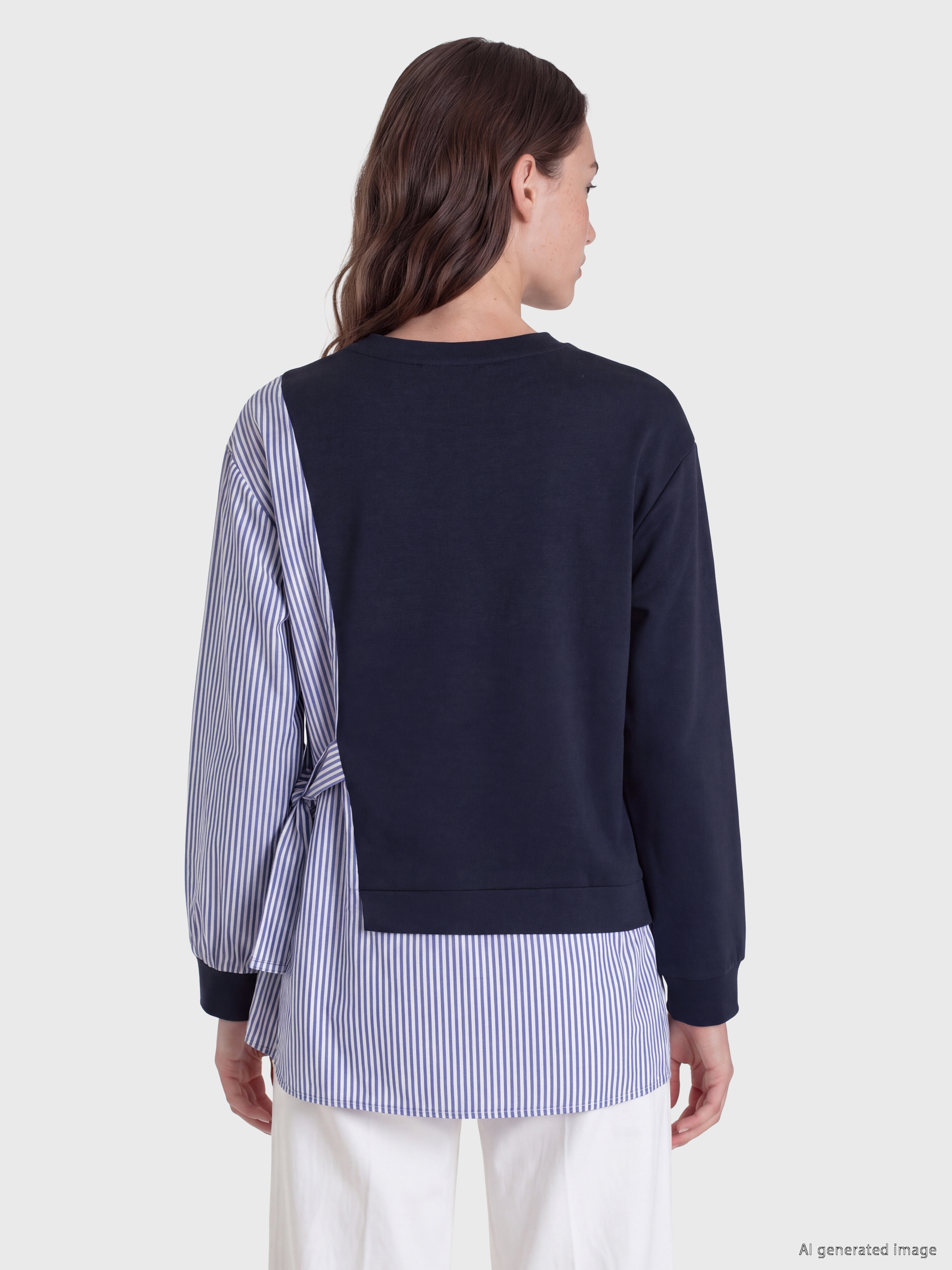 LCW Modest Çizgili Kadın Sweatshirt Tunik görsel 4