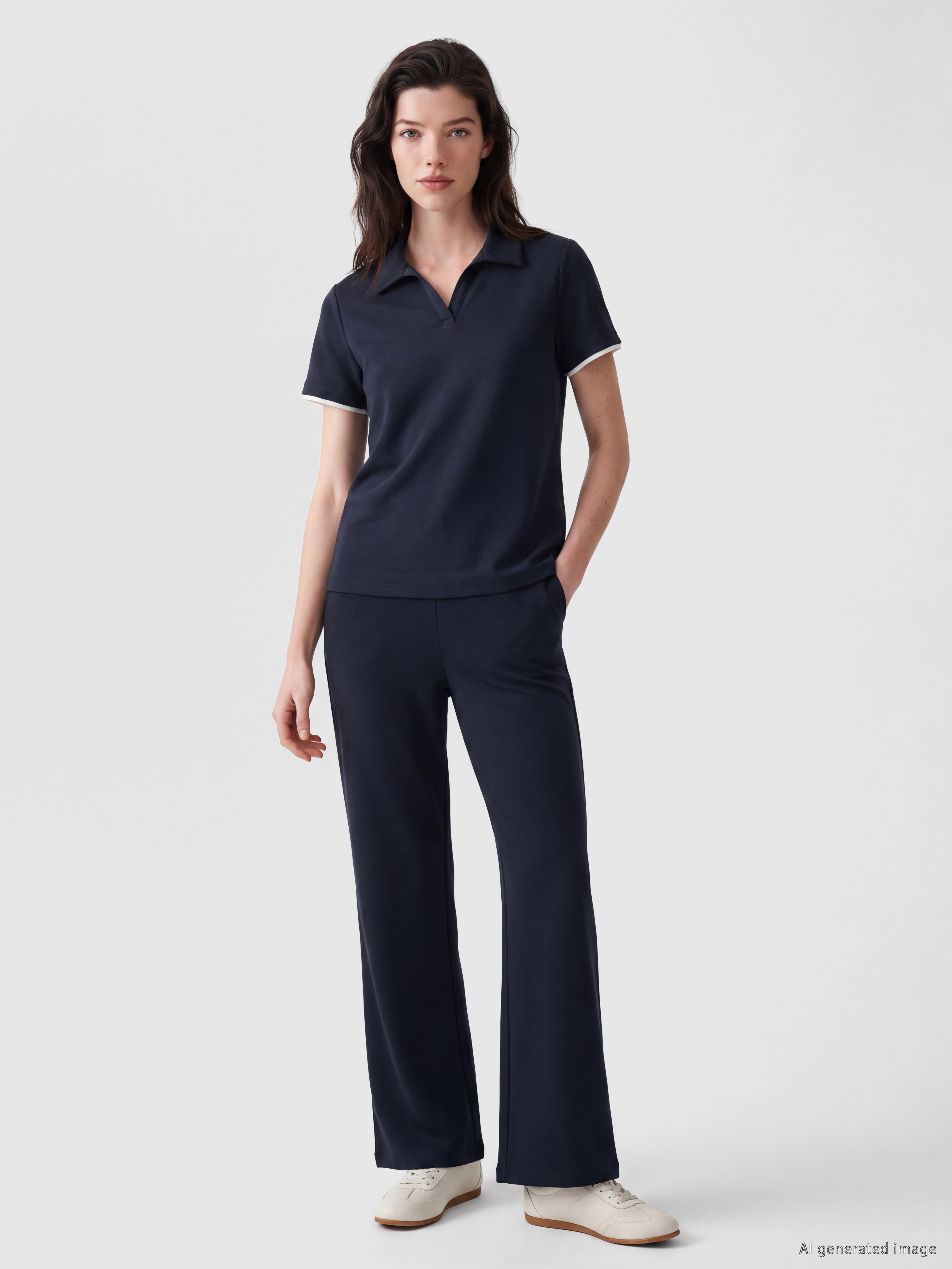 LCW Comfort Polo Yaka Soft Touch Kadın Tişört görsel 2