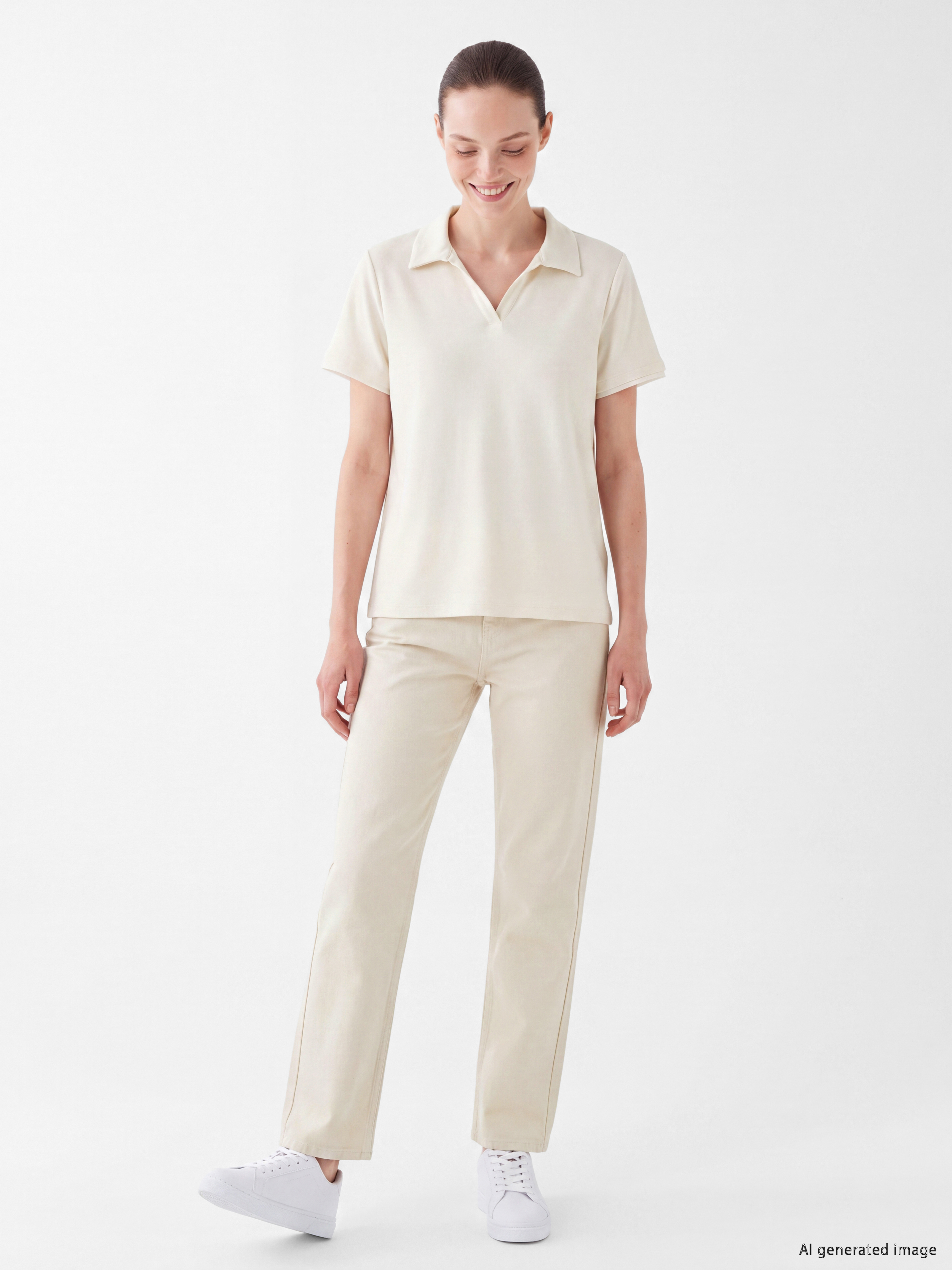LCW Comfort Polo Yaka Soft Touch Kadın Tişört görsel 2
