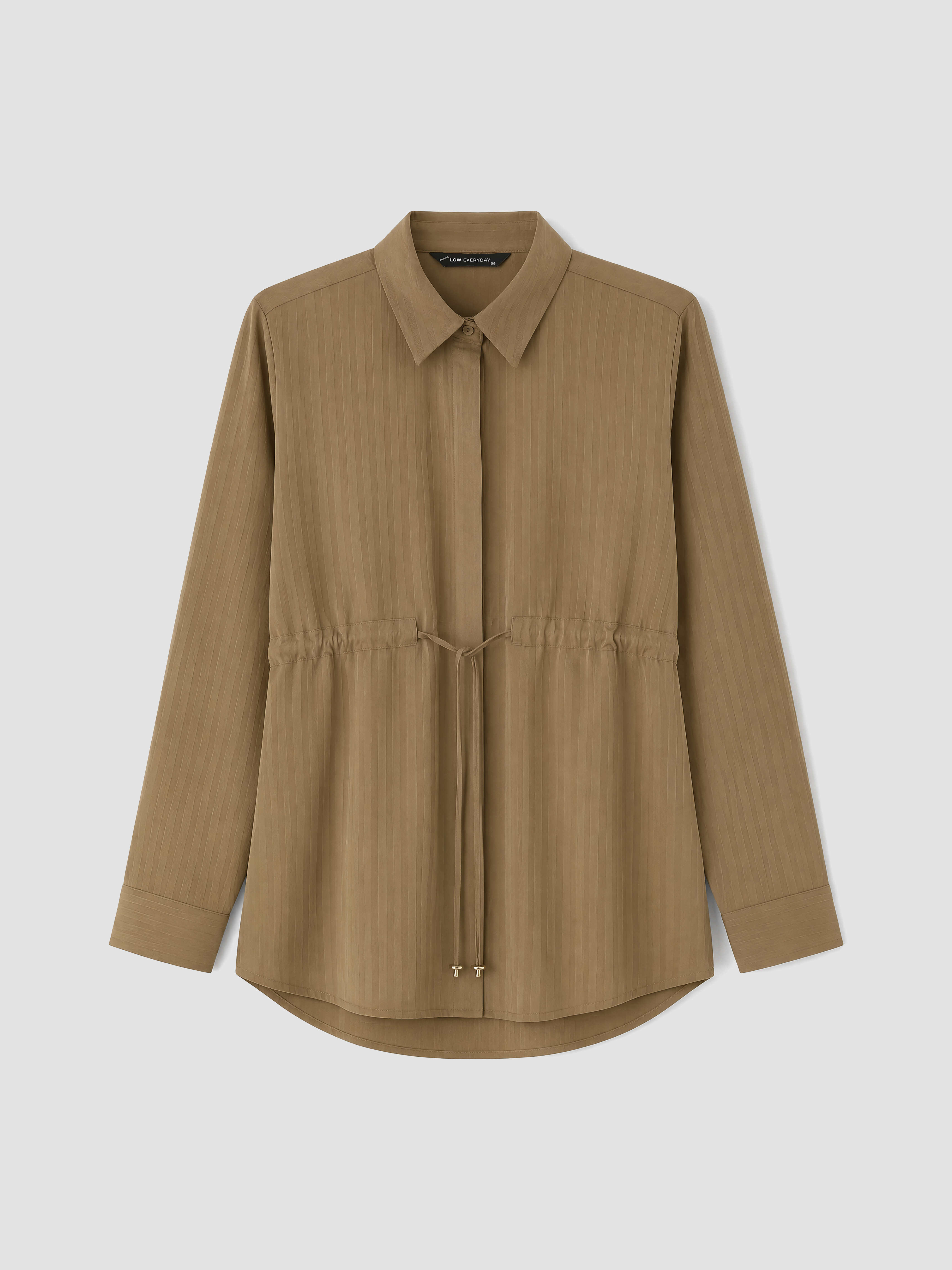 LCW EVERYDAY Beli Bağcıklı Çizgili Kadın Gömlek Tunik görsel 5
