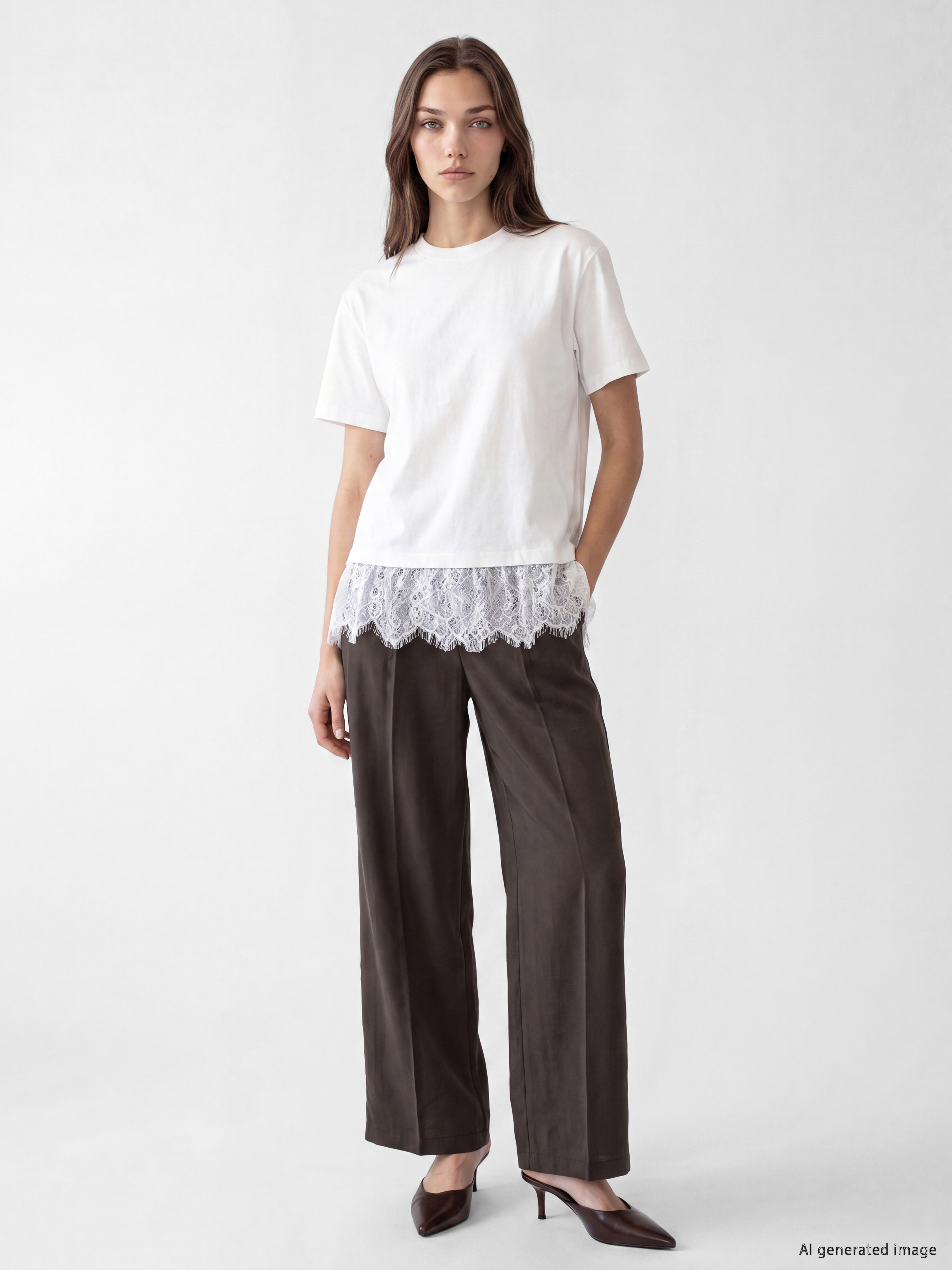 LCW Modest Bisiklet Yaka Dantelli Bluz görsel 2