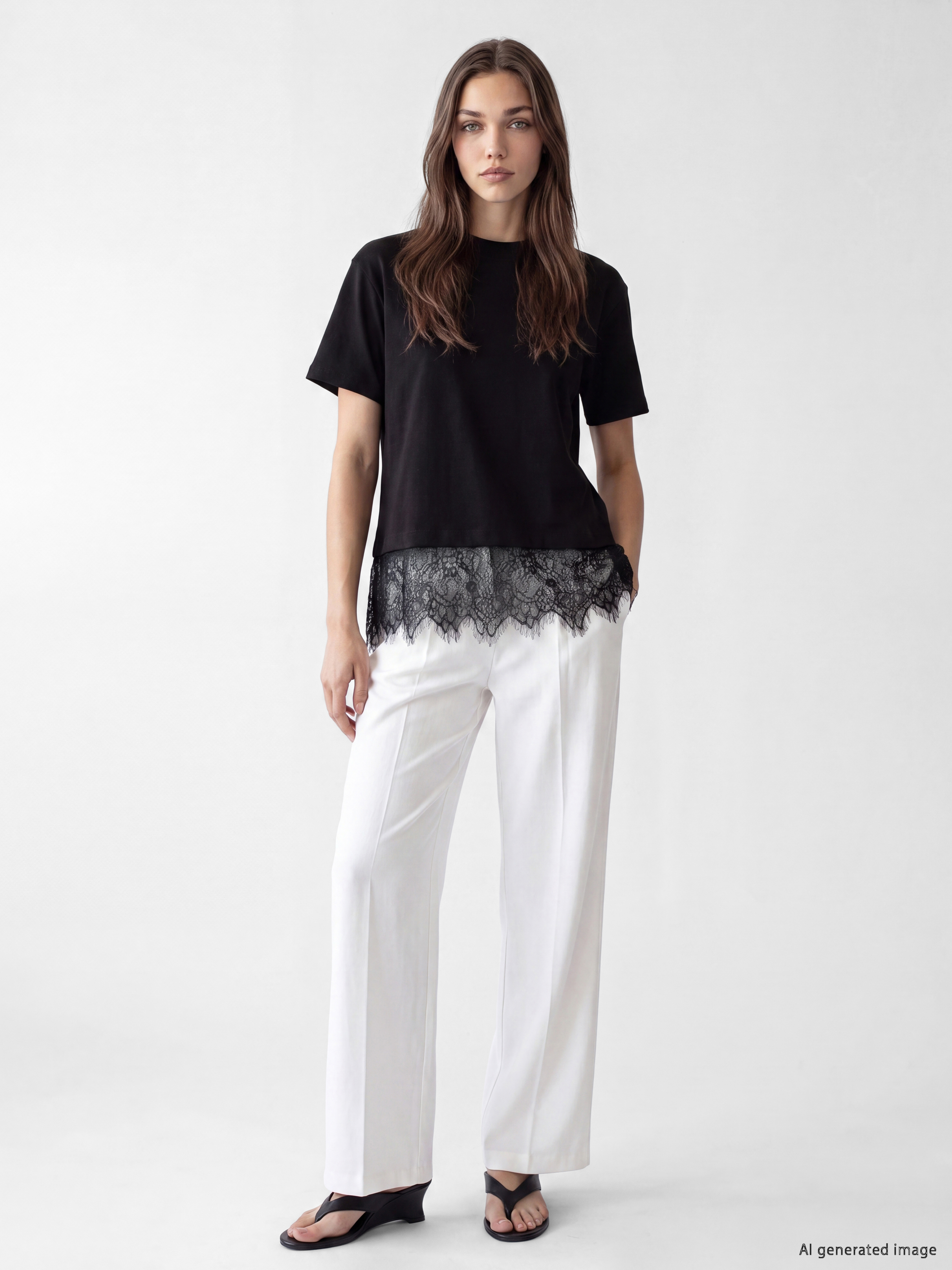 LCW Modest Bisiklet Yaka Dantelli Bluz görsel 2