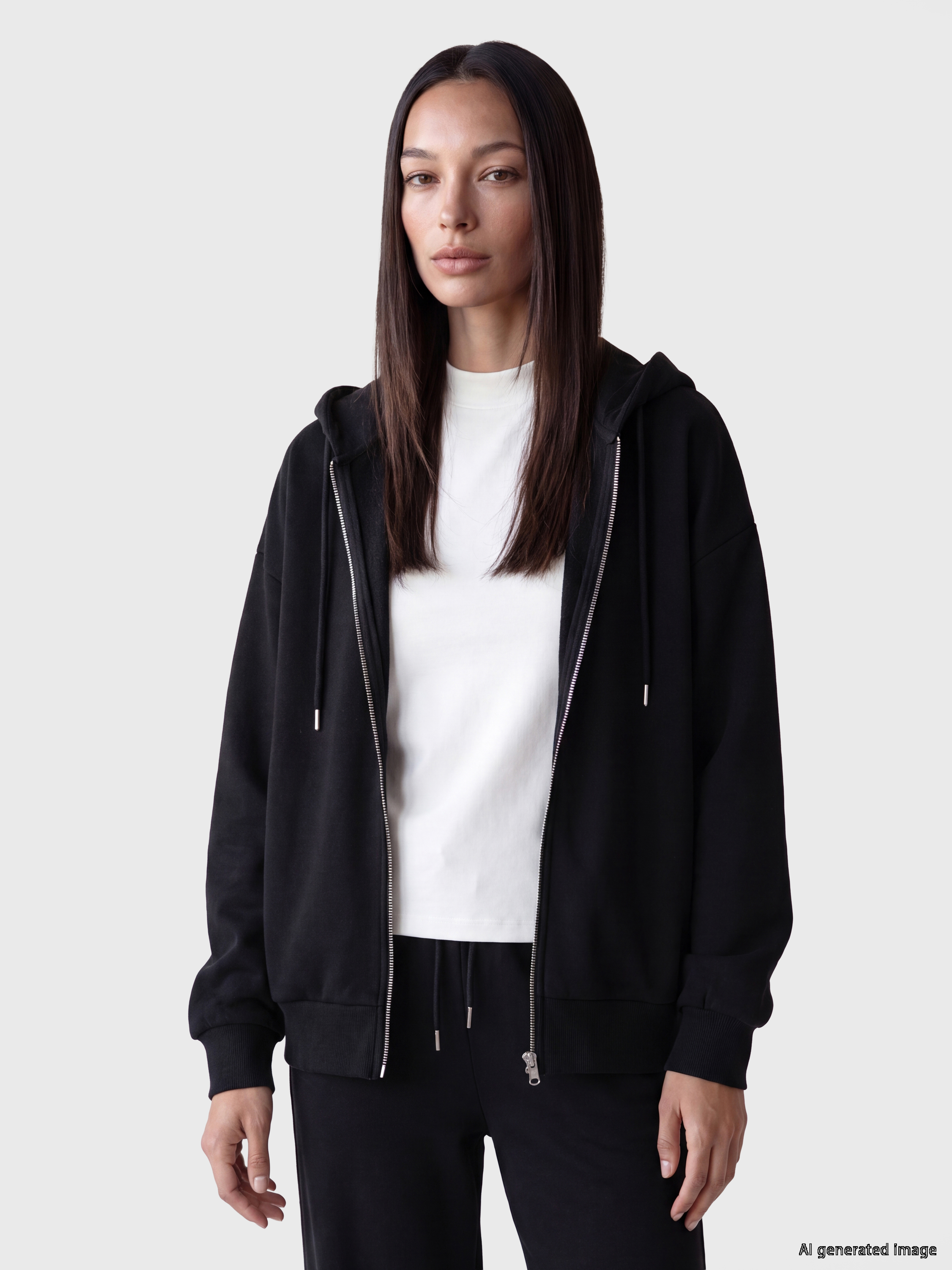 LCW EVERYDAY Kapüşonlu Oversize Kadın Fermuarlı Sweatshirt