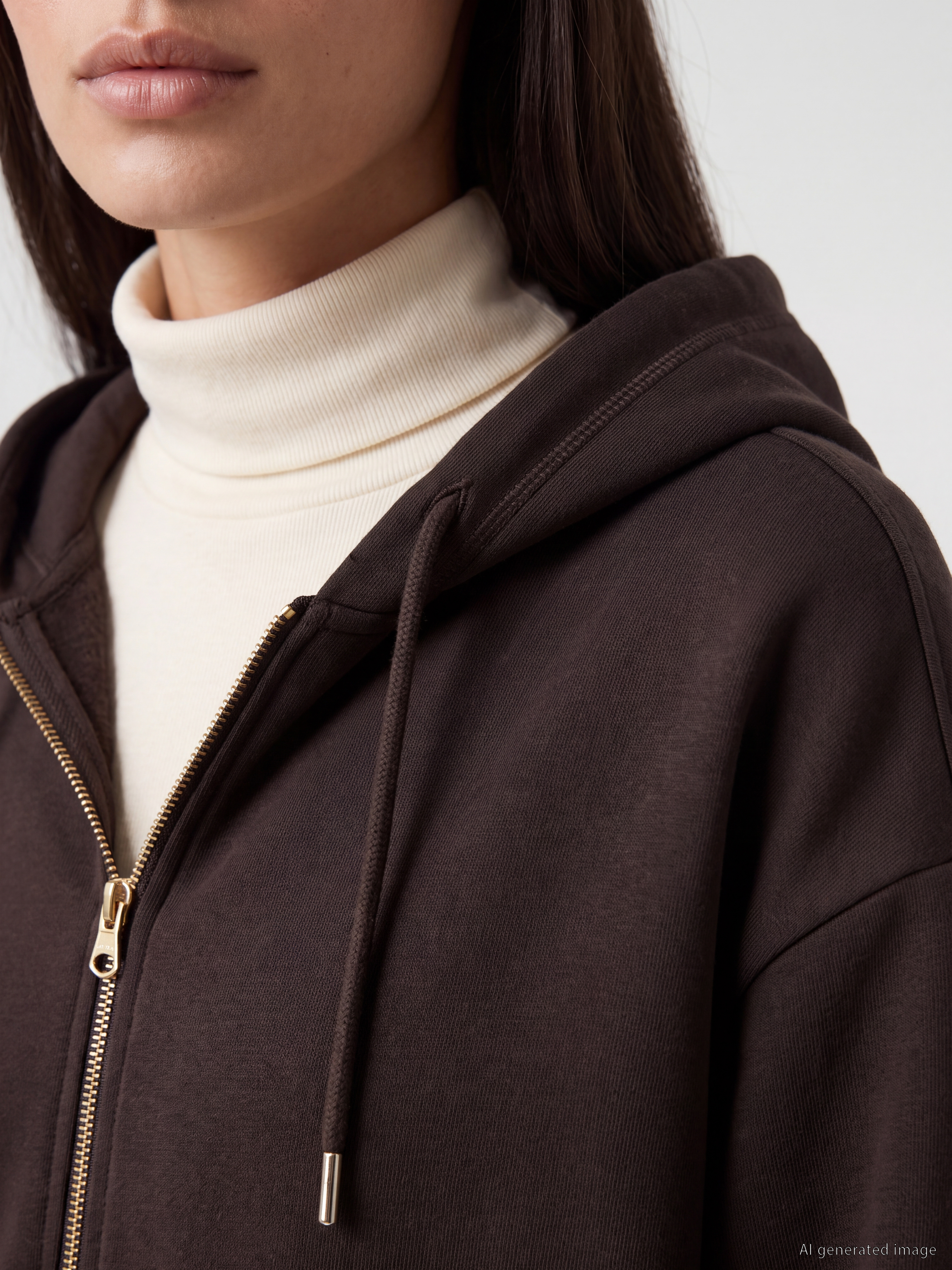 LCW EVERYDAY Kapüşonlu Oversize Kadın Fermuarlı Sweatshirt görsel 3