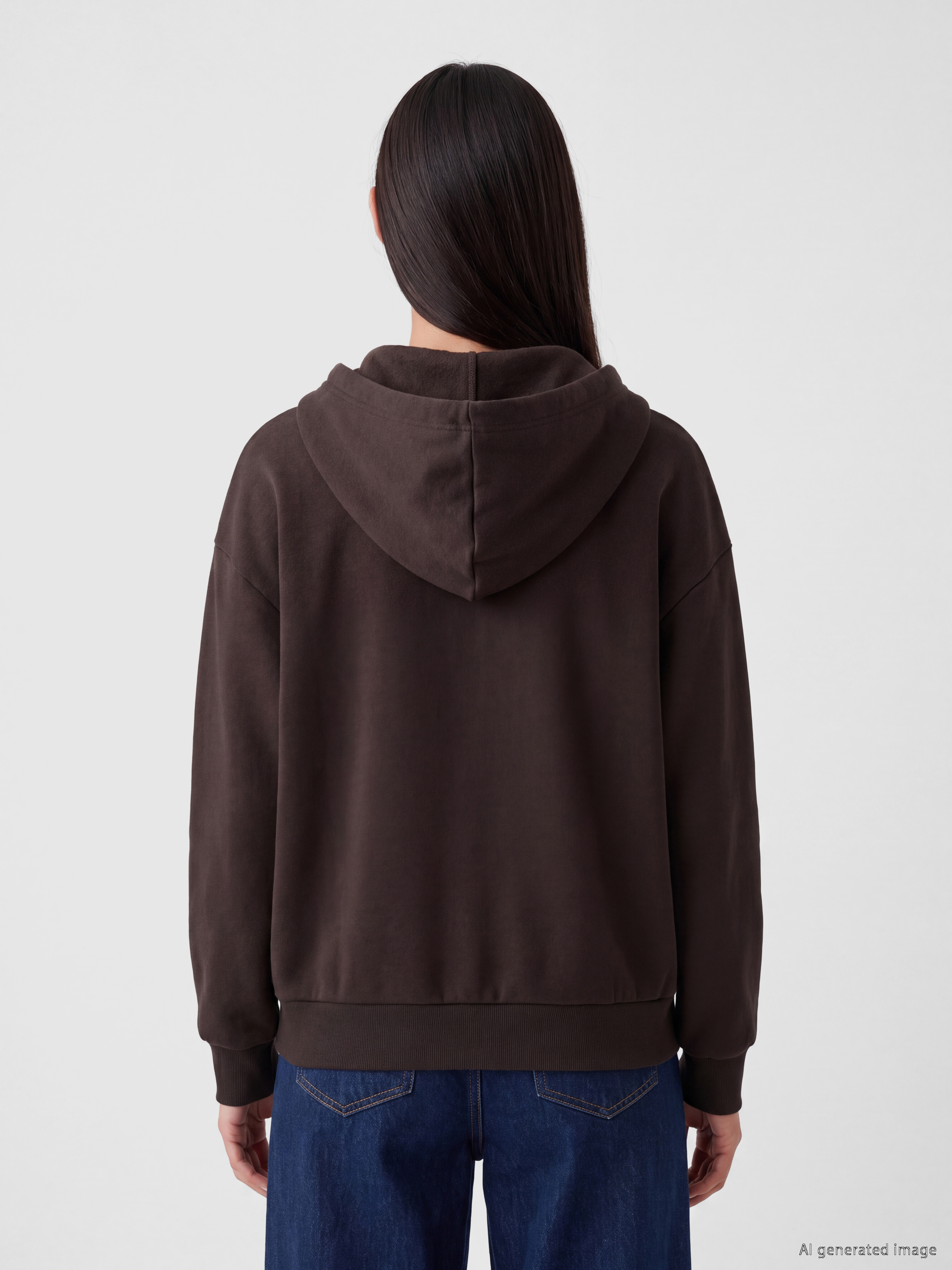 LCW EVERYDAY Kapüşonlu Oversize Kadın Fermuarlı Sweatshirt görsel 4