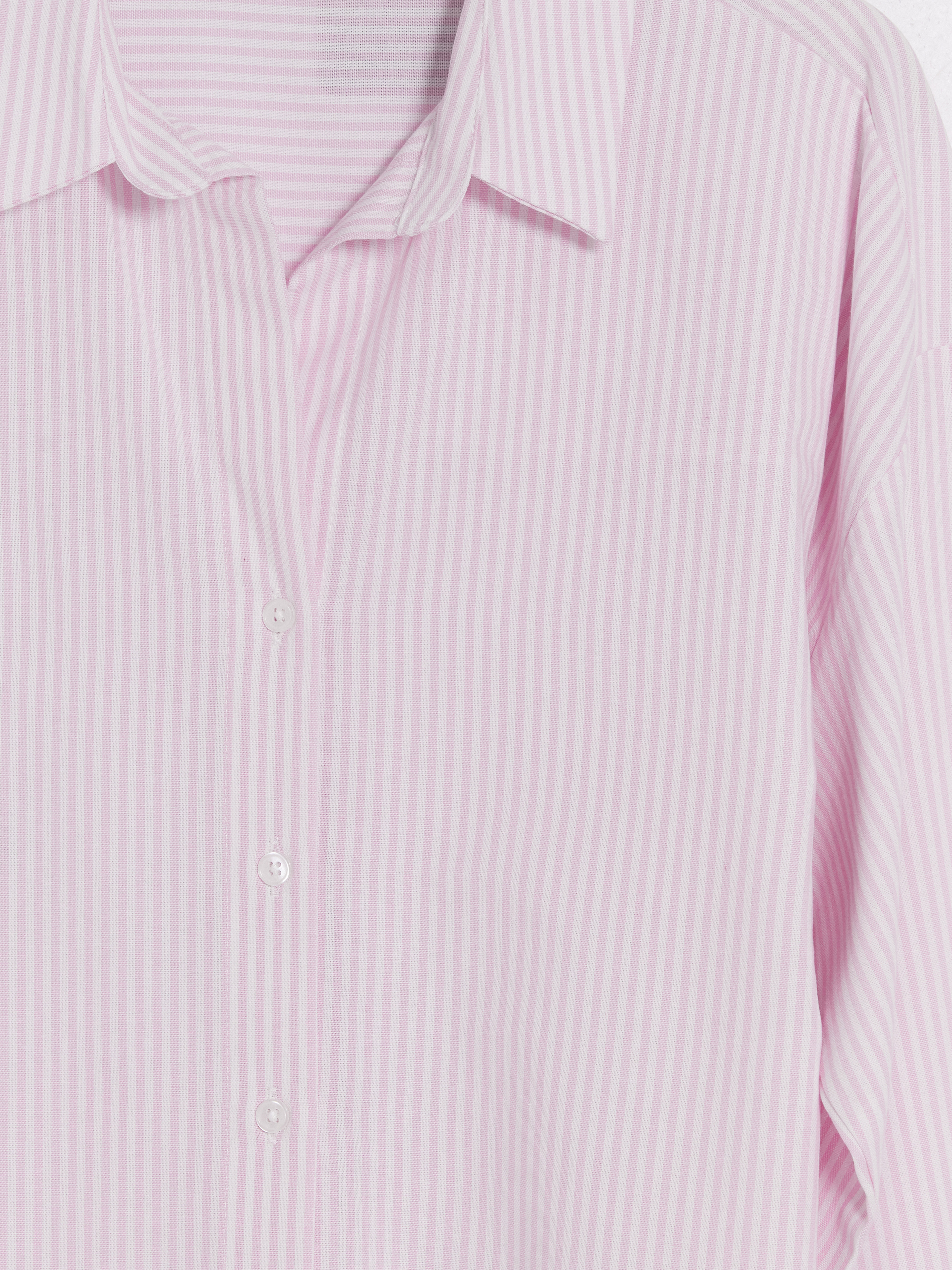 XSIDE Çizgili Oversize Oxford Kadın Gömlek görsel 7