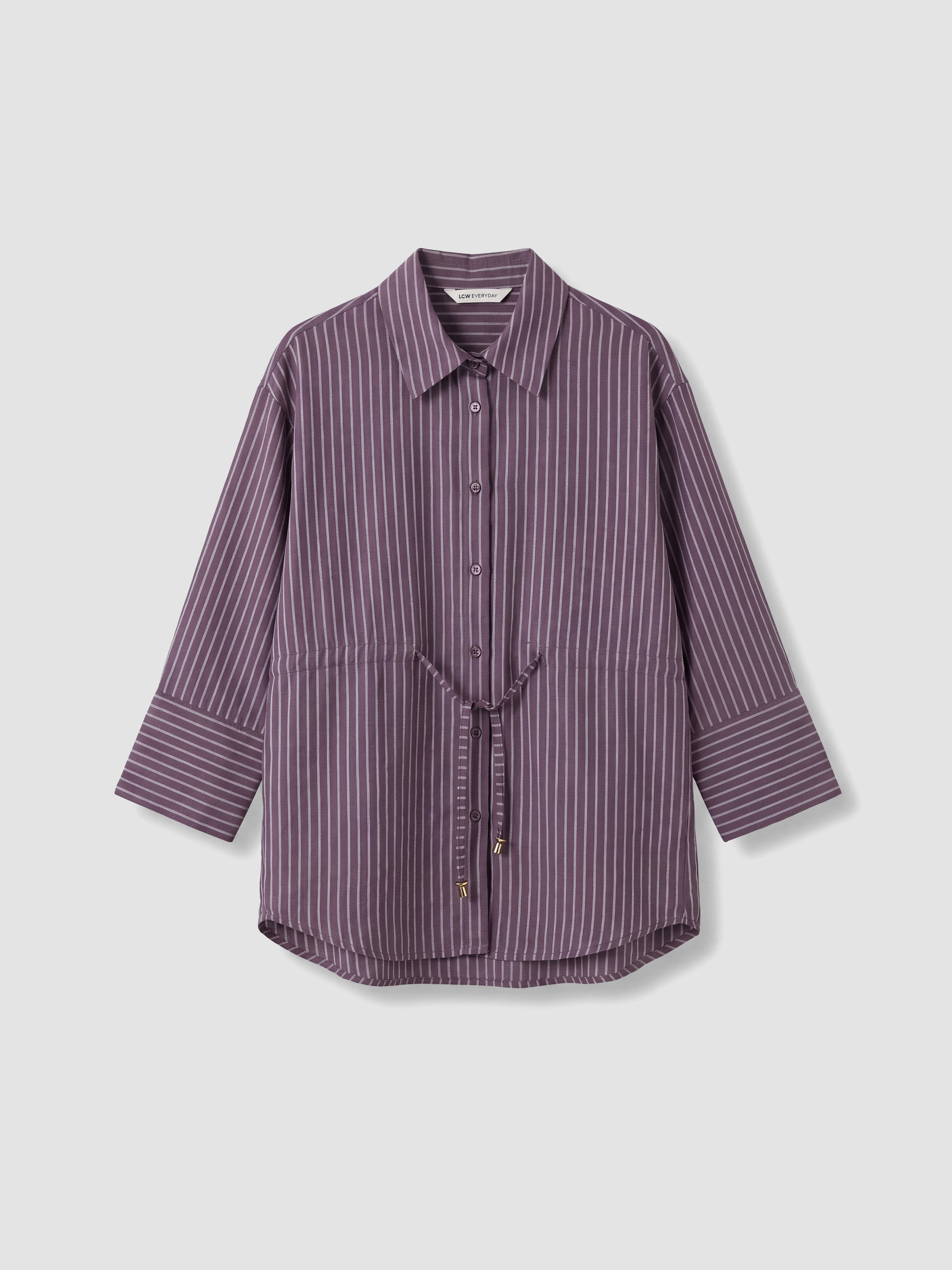 LCW EVERYDAY Bağcıklı Modal Karışımlı Oversize Kadın Gömlek görsel 5