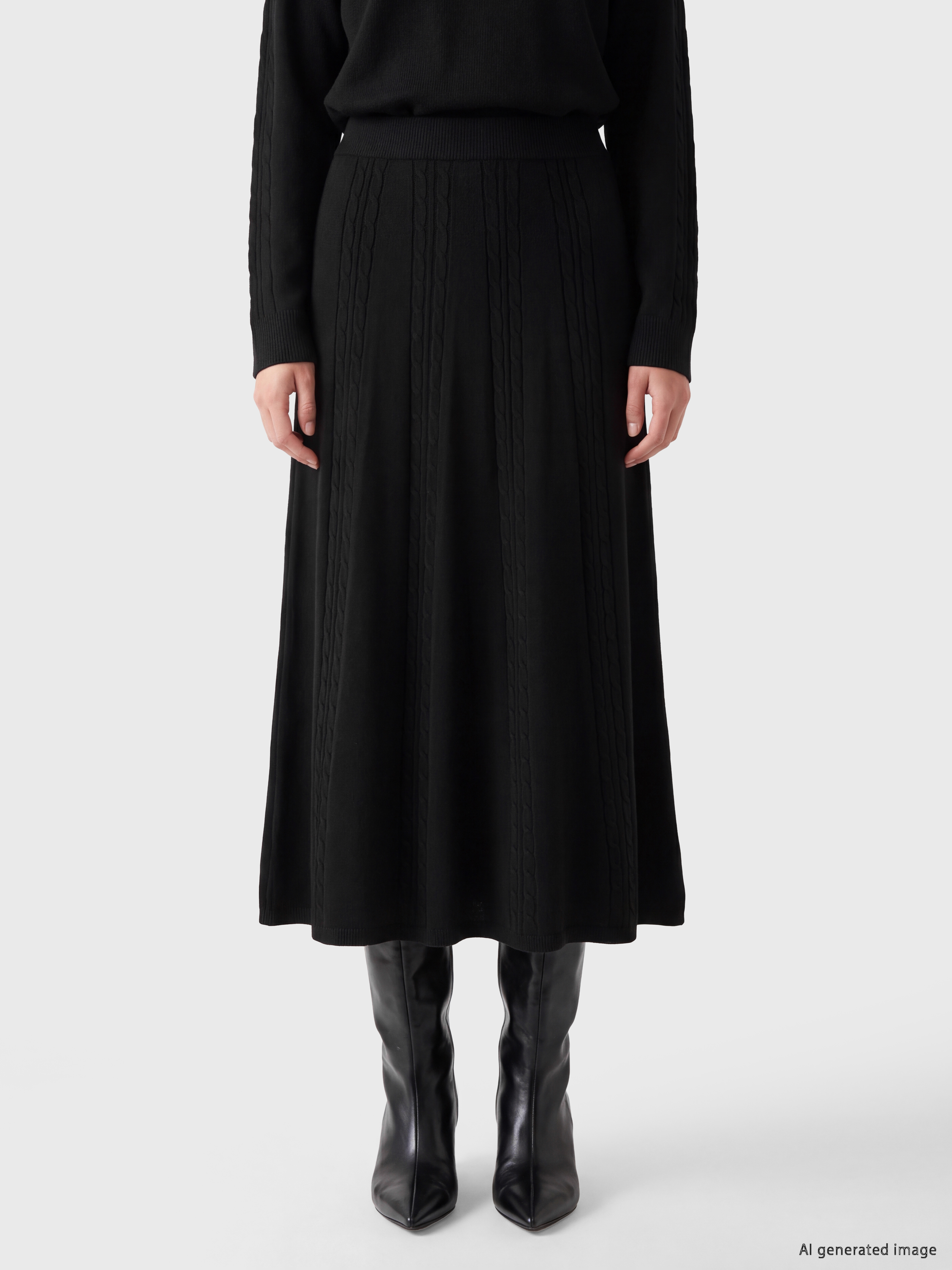 LCW Modest Beli Lastikli Saç Örgüsü Desenli Triko Etek görsel 2