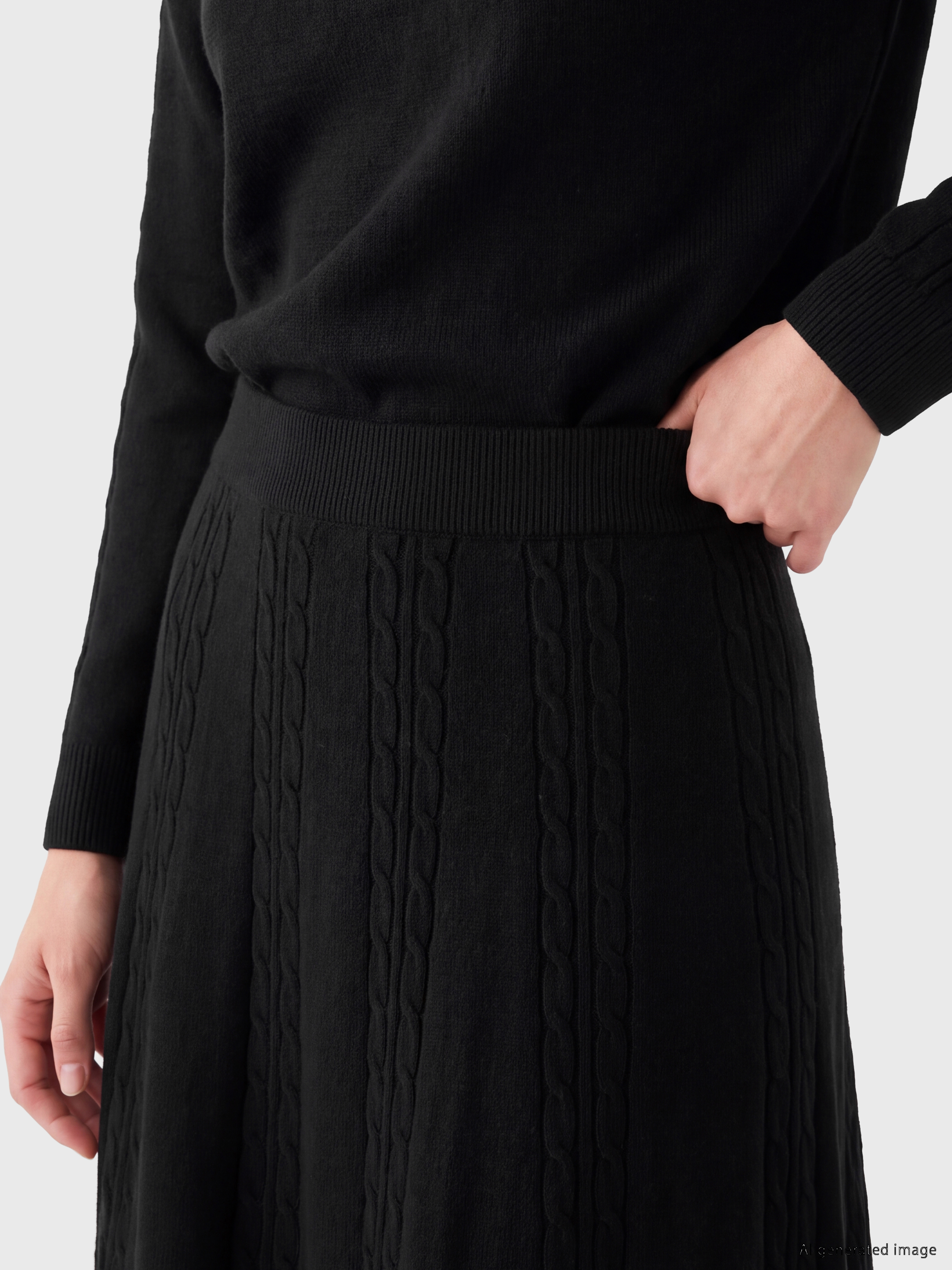 LCW Modest Beli Lastikli Saç Örgüsü Desenli Triko Etek görsel 3