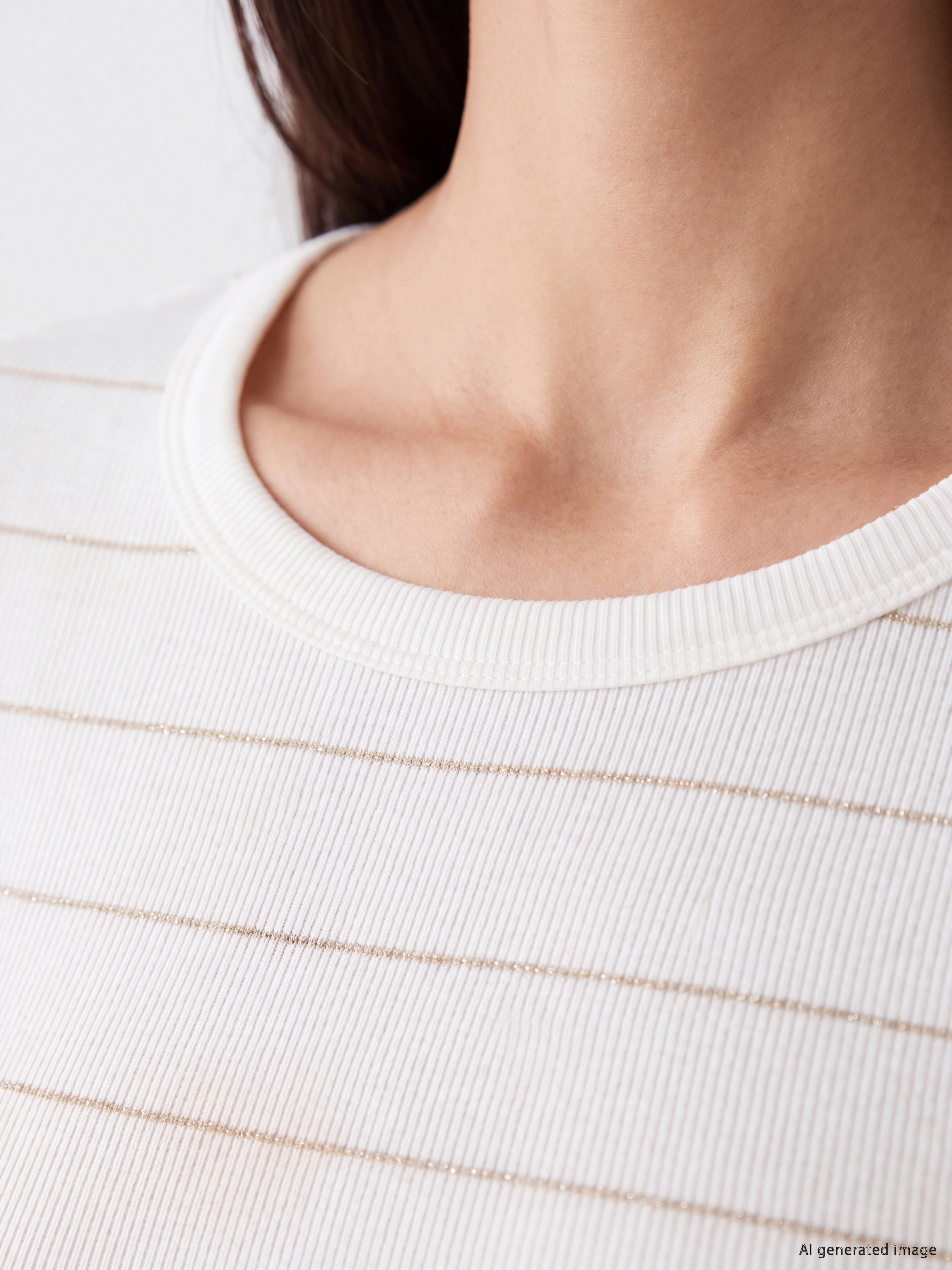 LCW EVERYDAY Bisiklet Yaka Çizgili Kadın Fitilli Body görsel 3