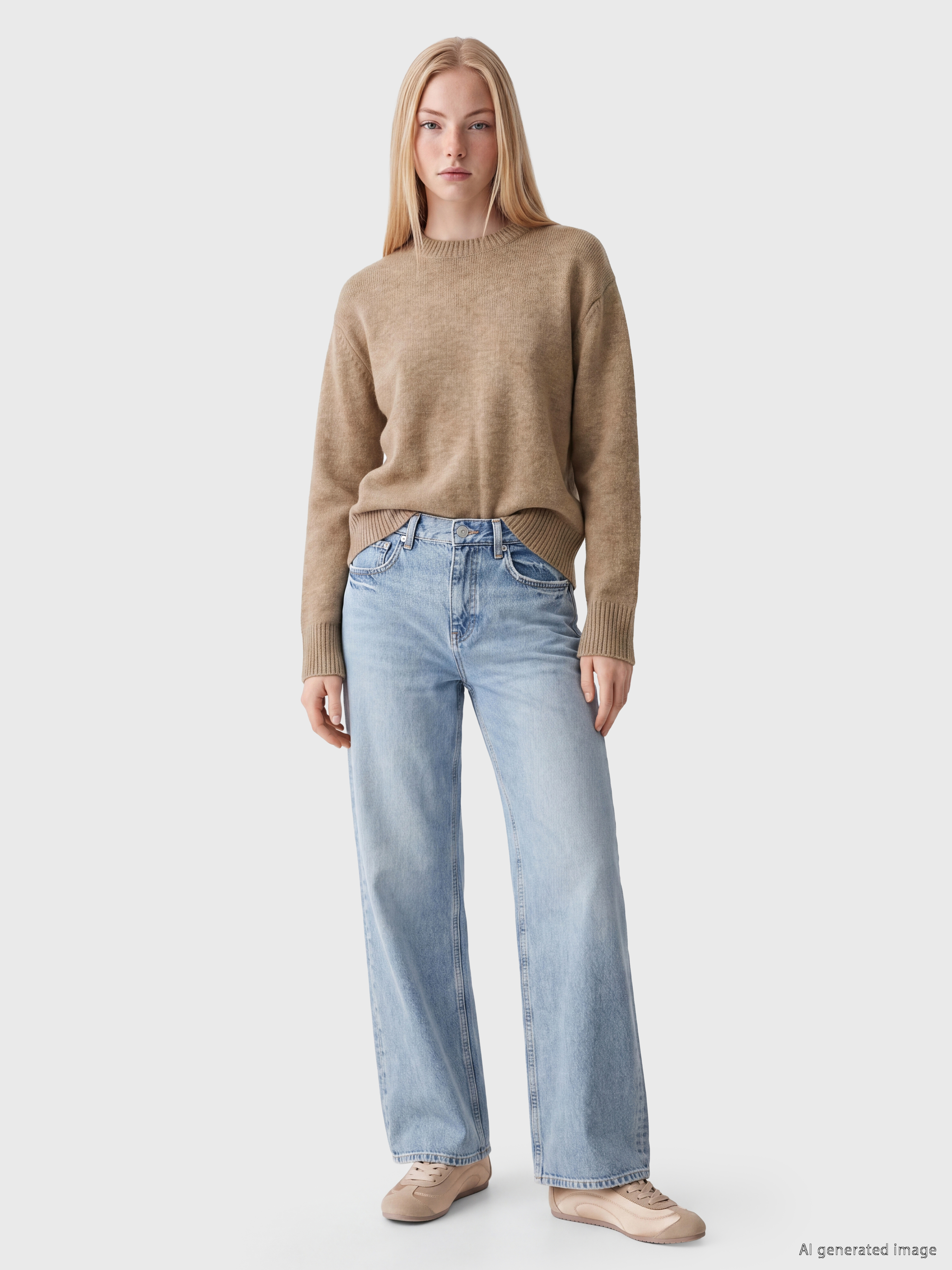 XSIDE Bisiklet Yaka Oversize Kadın Triko Kazak görsel 2