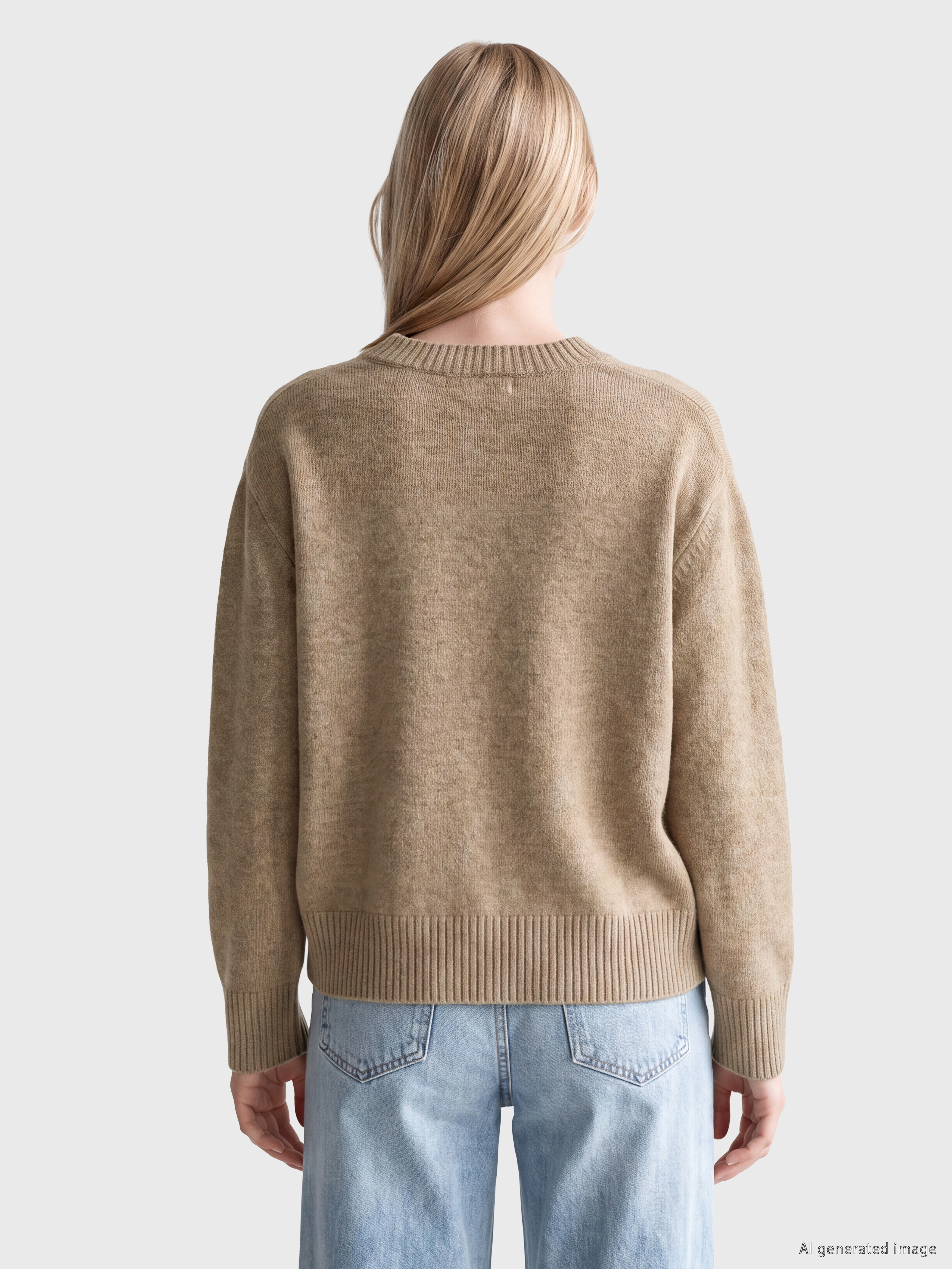 XSIDE Bisiklet Yaka Oversize Kadın Triko Kazak görsel 4