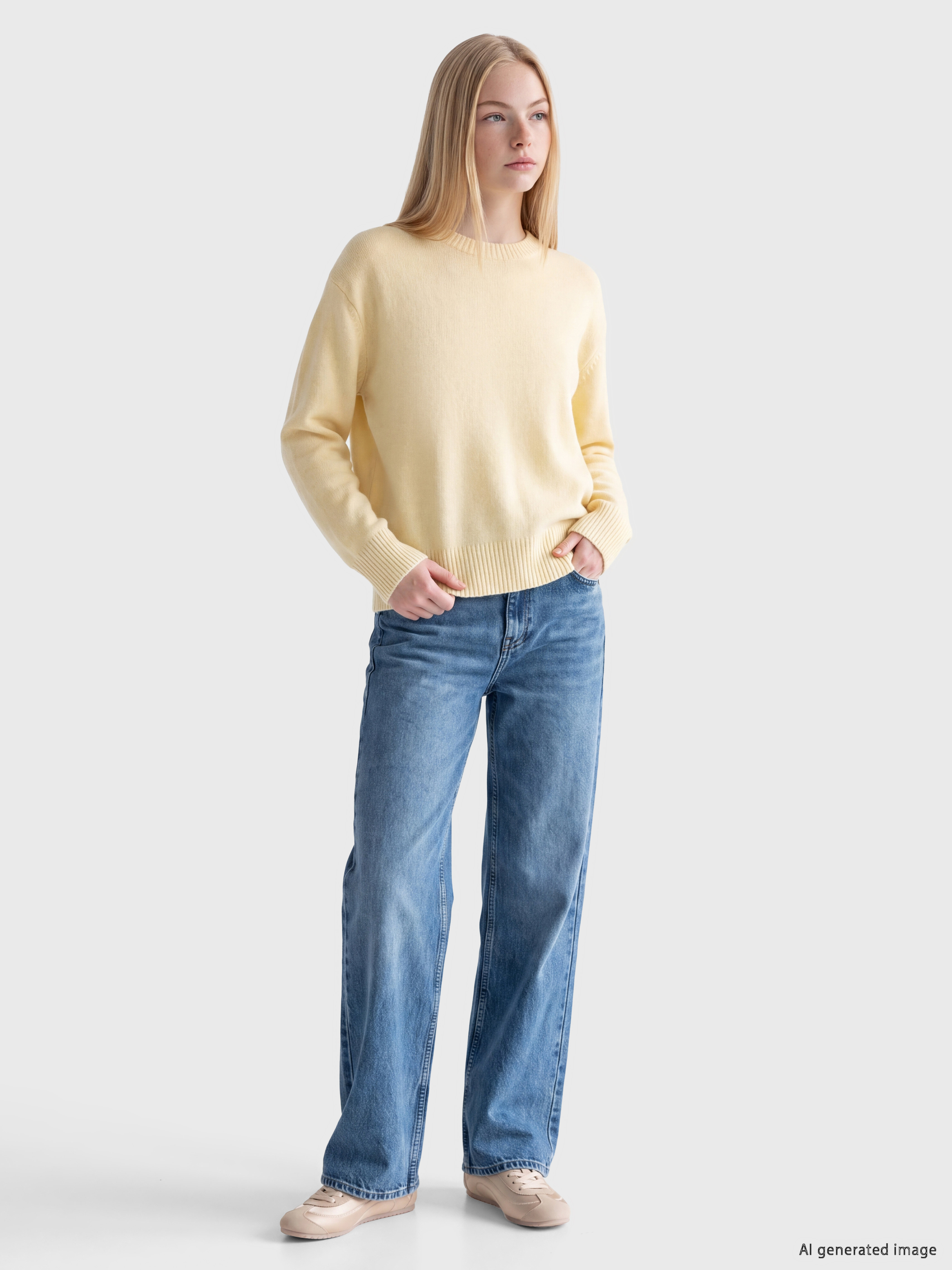 XSIDE Bisiklet Yaka Oversize Kadın Triko Kazak görsel 2