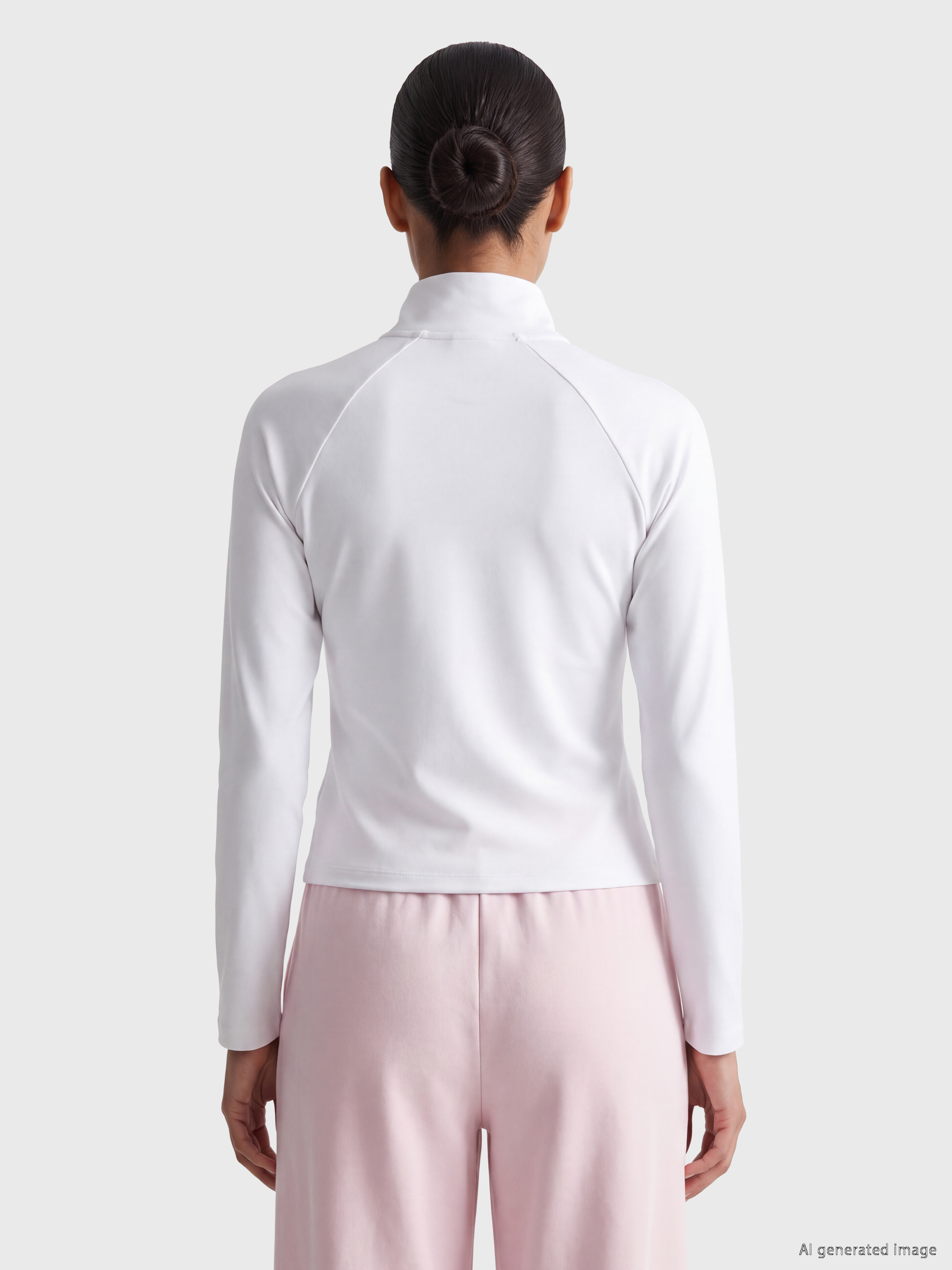 KOOR SPORT Dik Yaka Parmak Geçmeli Kadın Fermuarlı Sweatshirt görsel 4