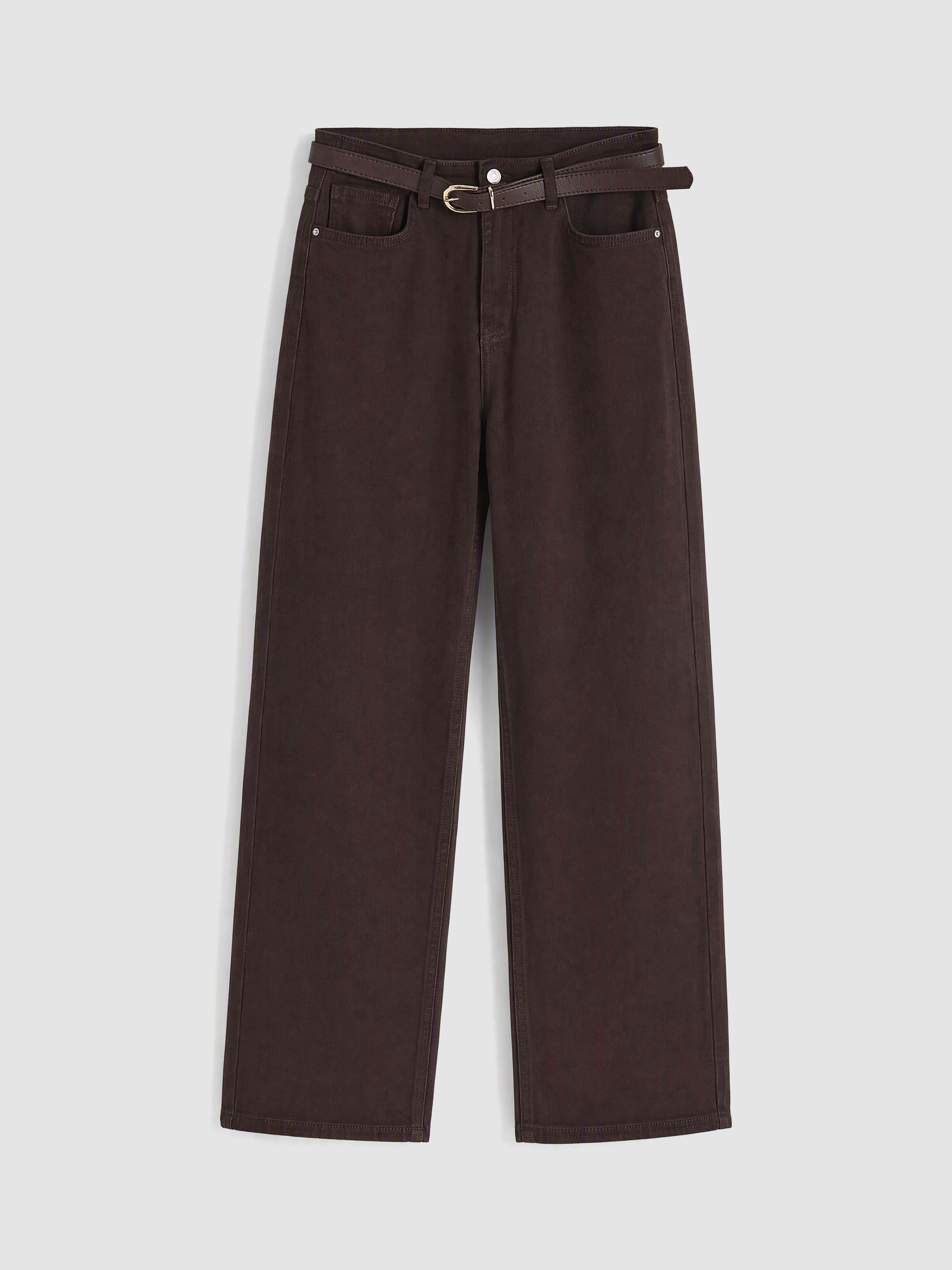 LCWAIKIKI Classic Beli Kemerli Straight Fit Kadın Jean Pantolon görsel 5