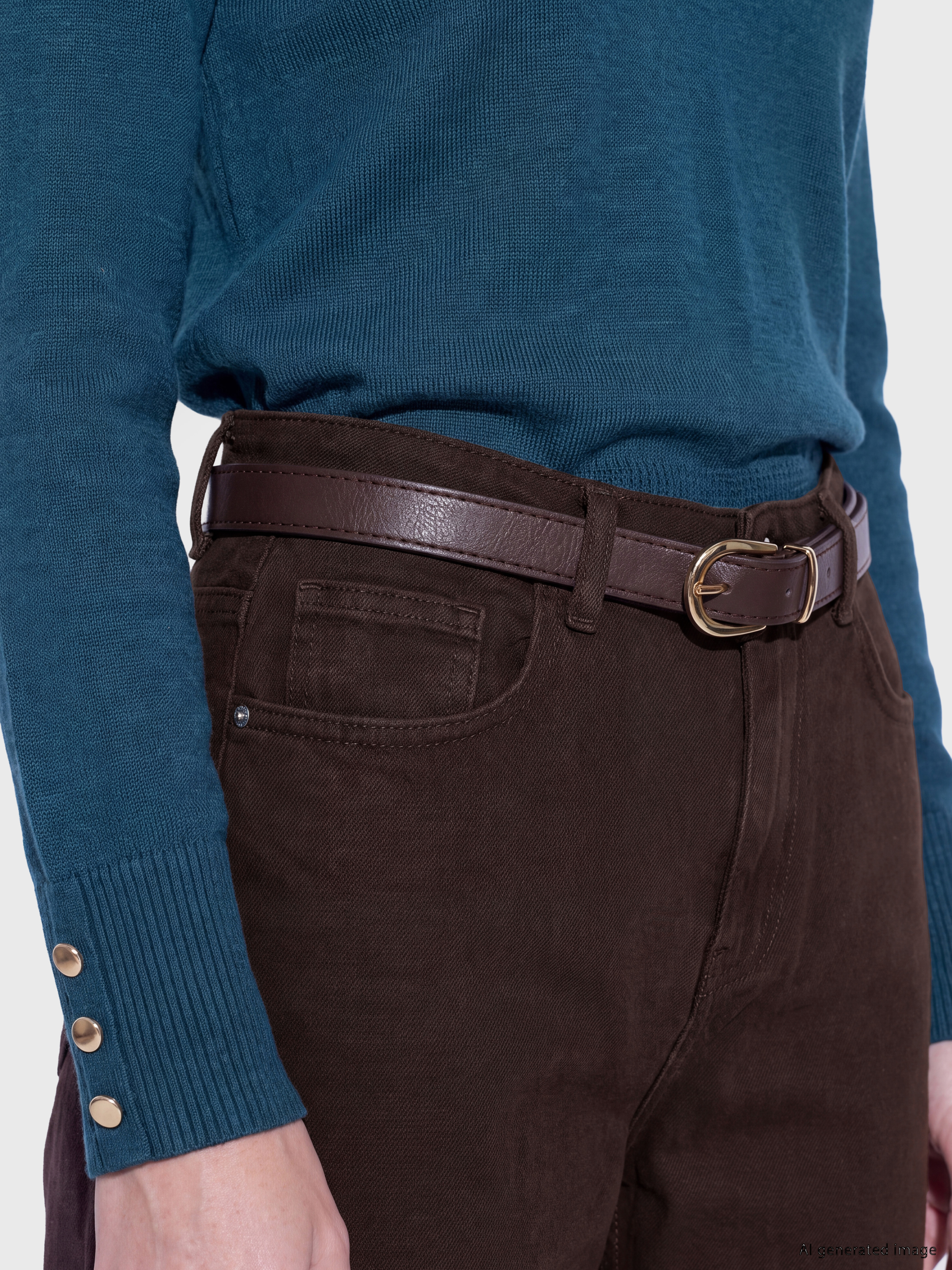 LCWAIKIKI Classic Beli Kemerli Straight Fit Kadın Jean Pantolon görsel 3