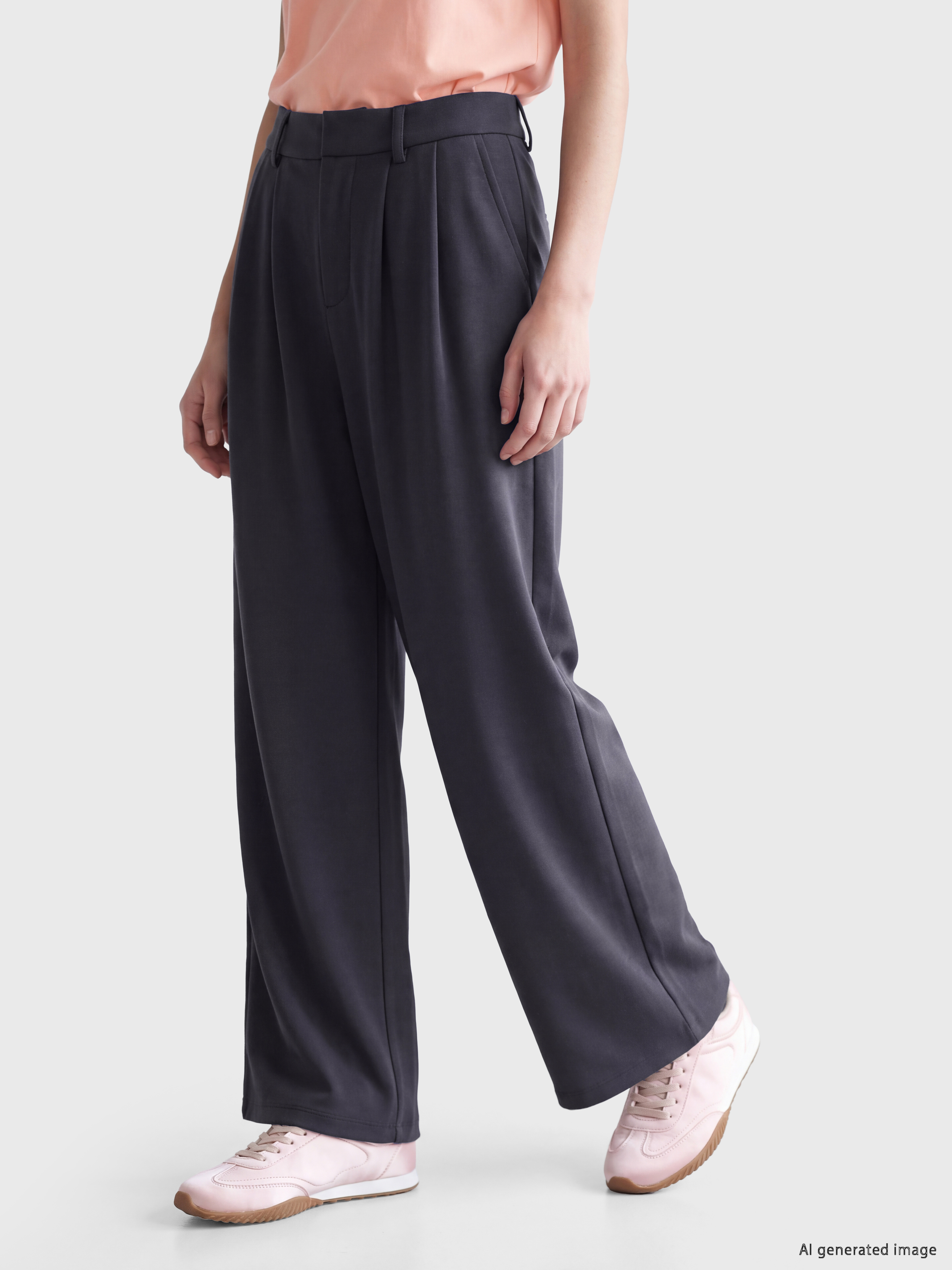 XSIDE Loose Fit Soft Touch Kadın Pileli Pantolon görsel 2