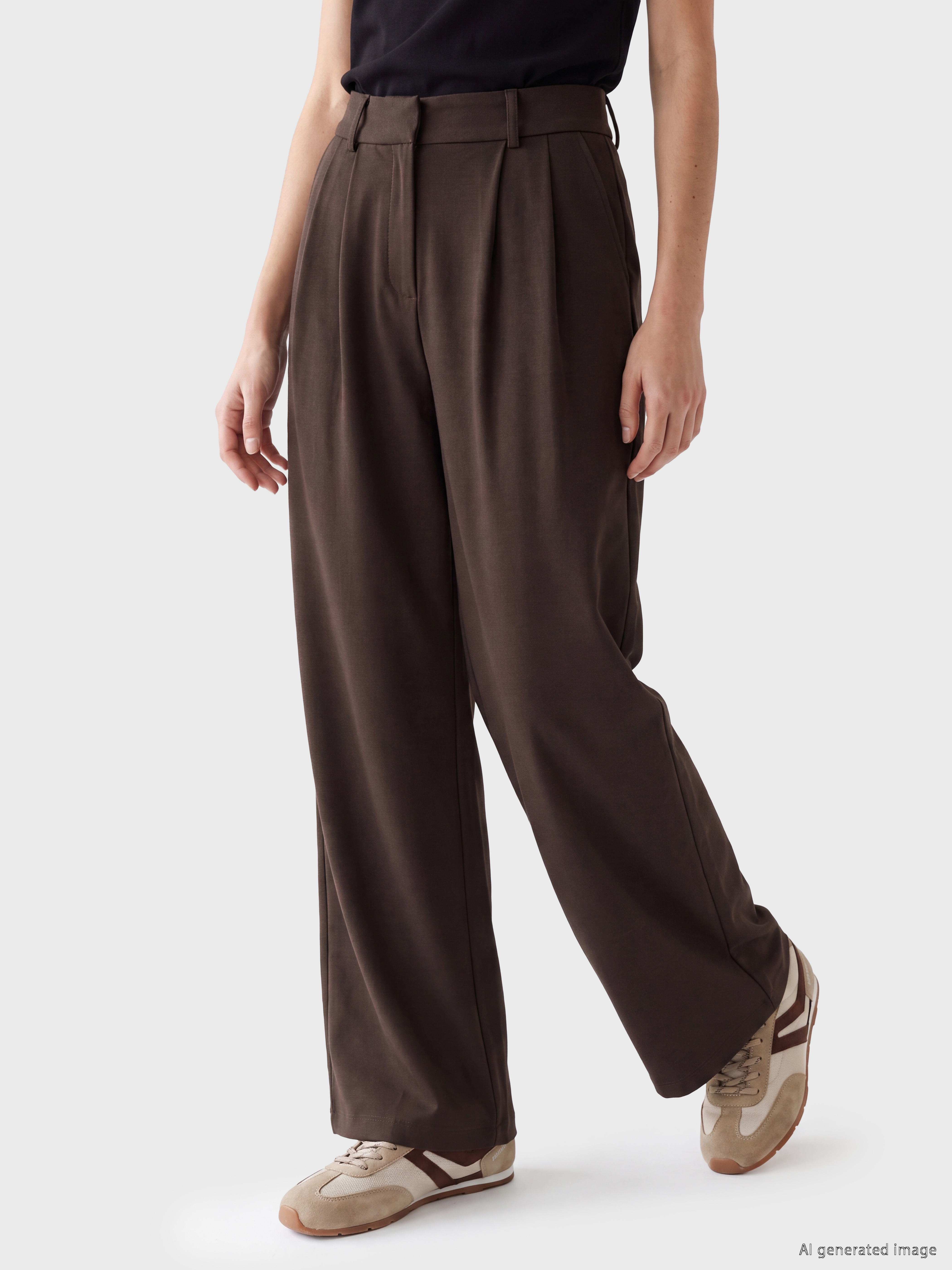 XSIDE Loose Fit Soft Touch Kadın Pileli Pantolon görsel 3