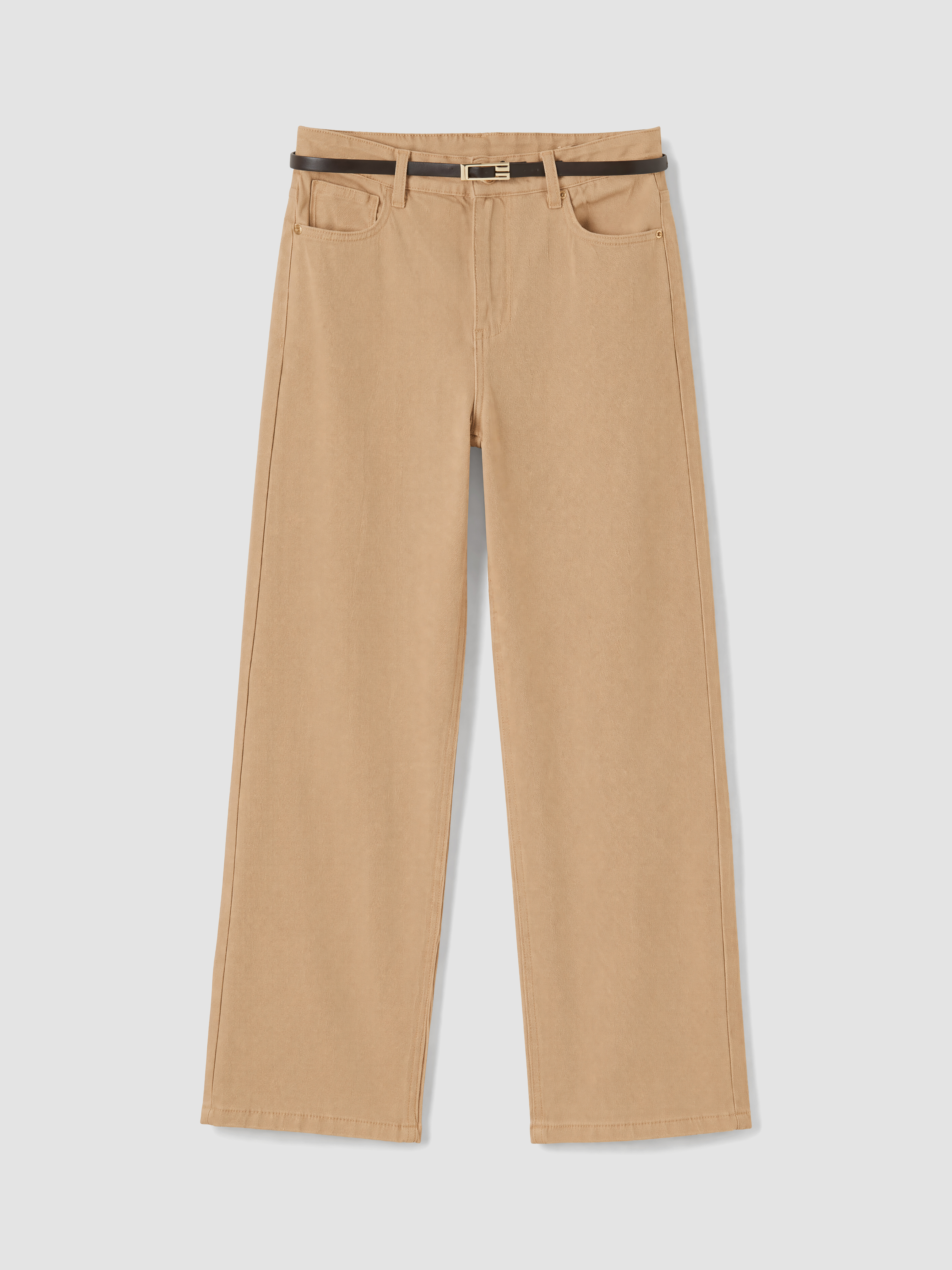 LC WAIKIKI Beli Kemerli Wideleg Kadın Jean Pantolon görsel 5