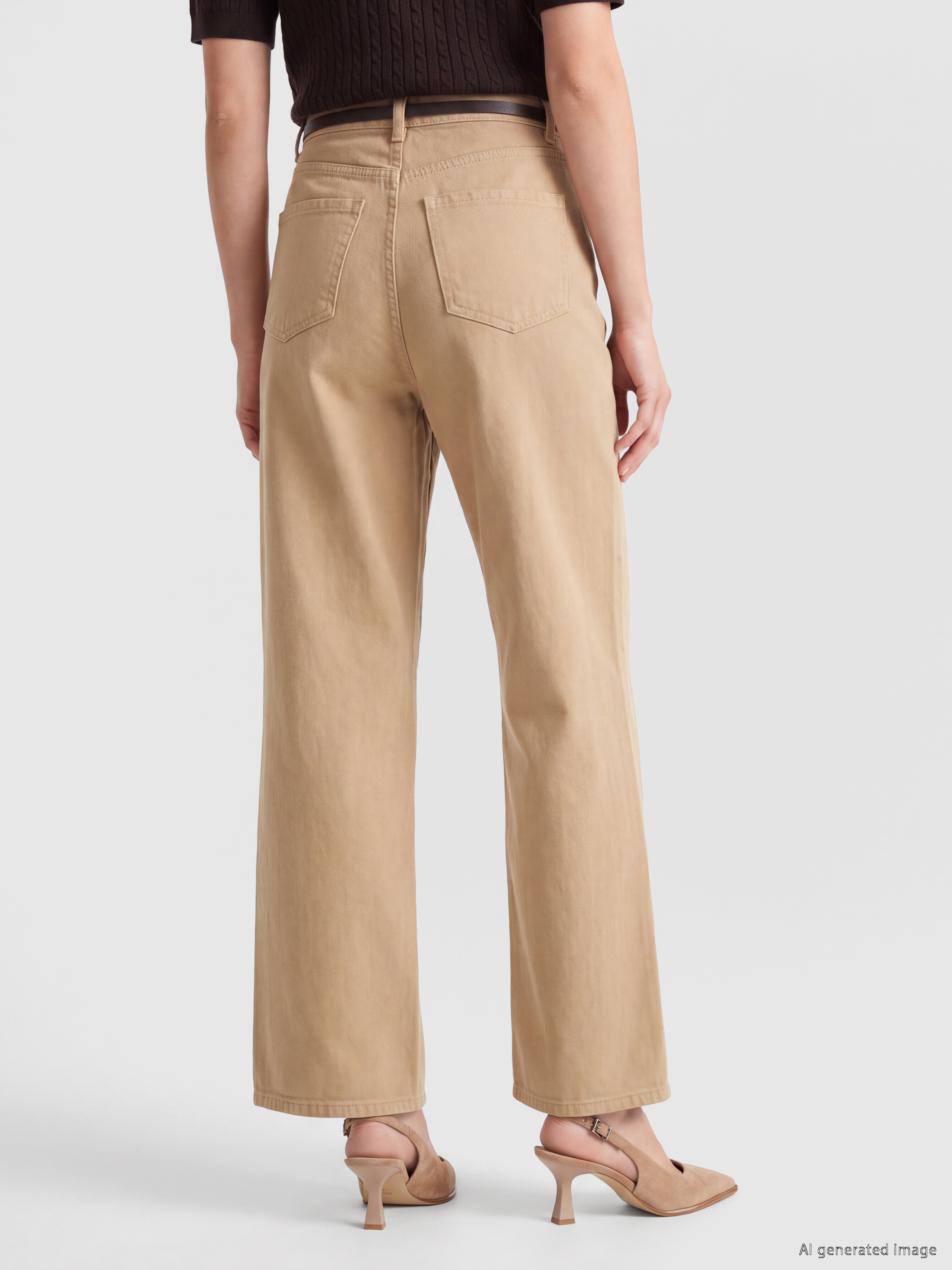 LC WAIKIKI Beli Kemerli Wideleg Kadın Jean Pantolon görsel 4