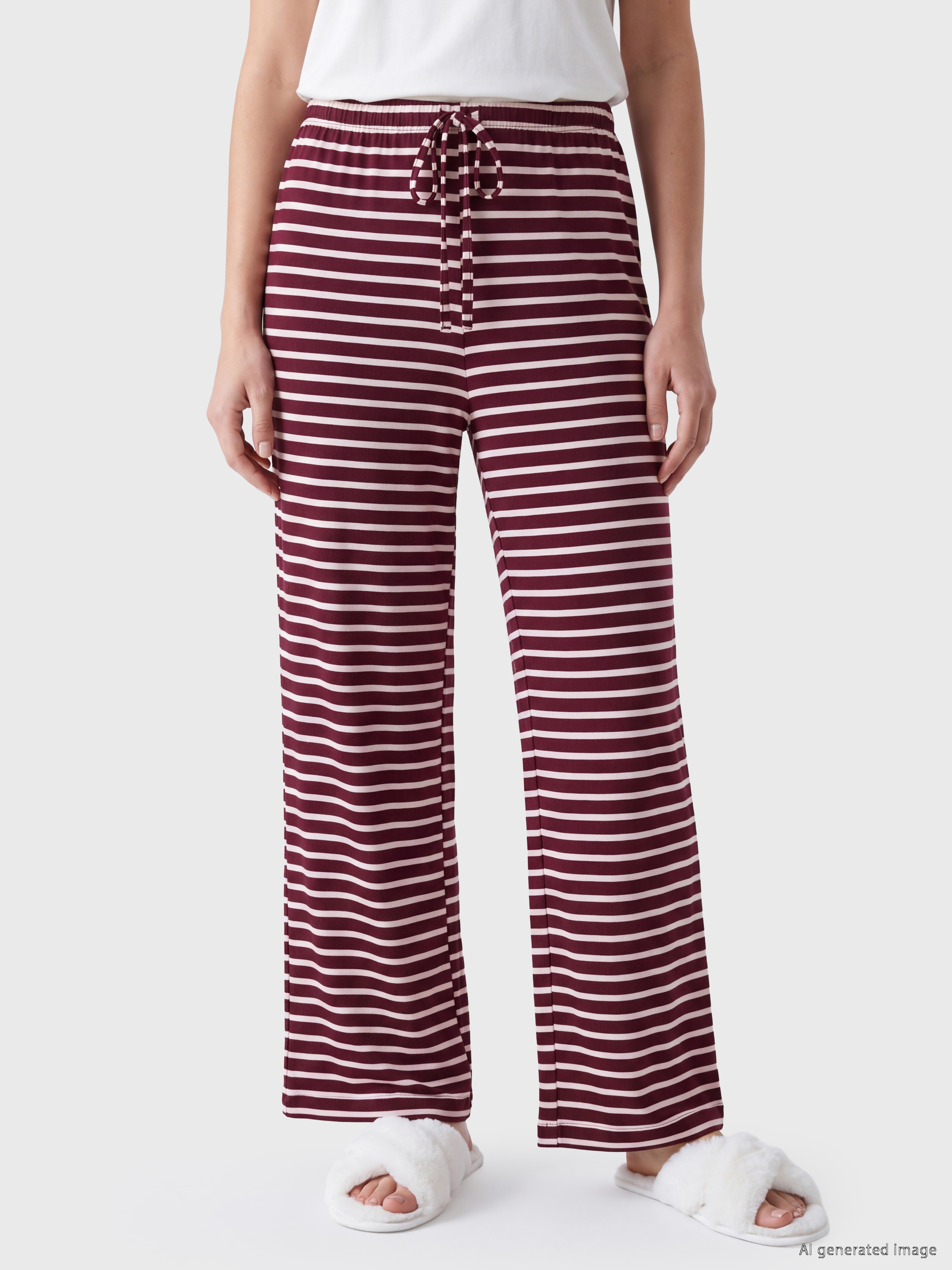 LCW DREAM Beli Lastikli Çizgili Kadın Pijama Altı görsel 2