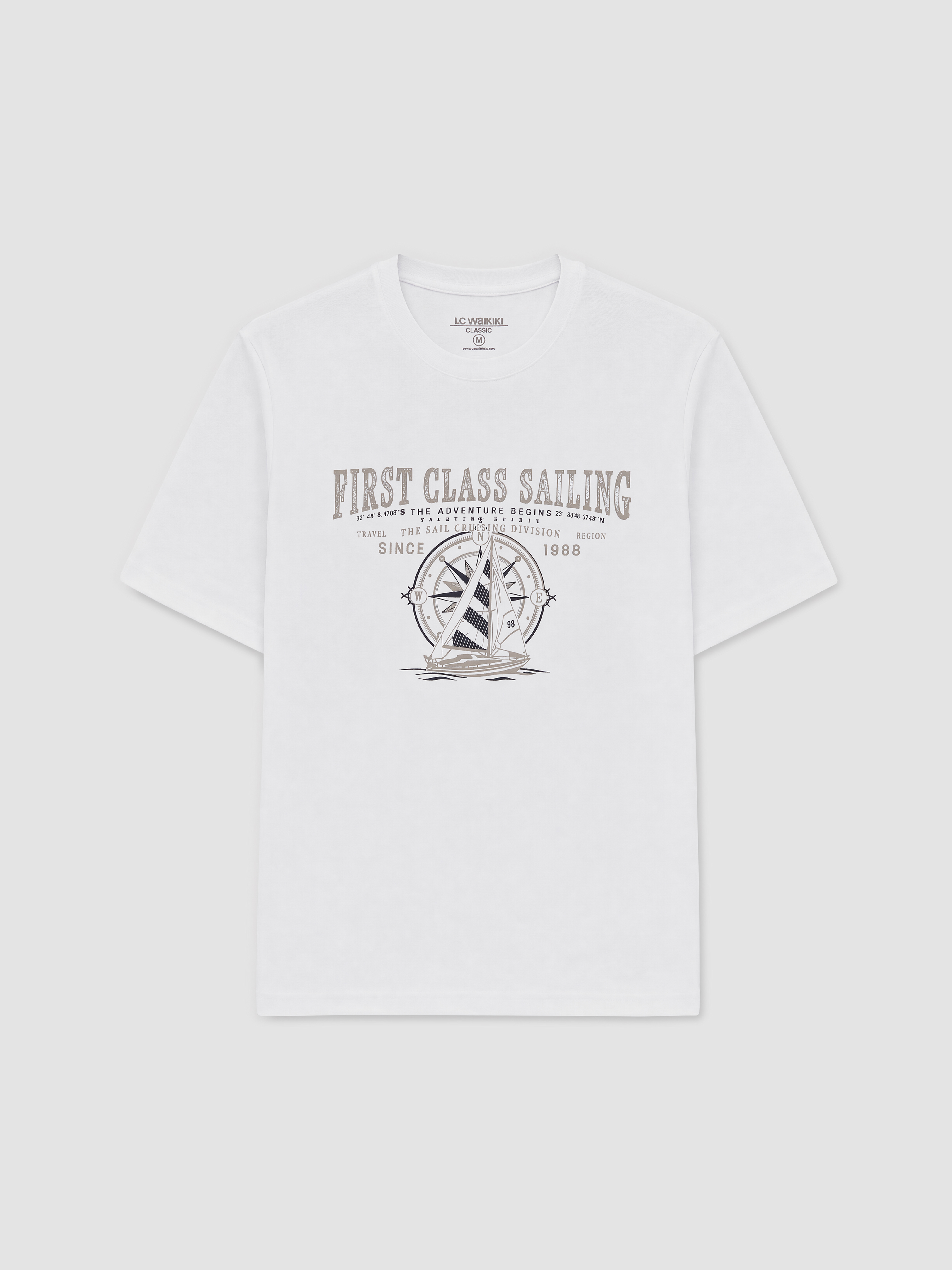 LCWAIKIKI Classic Bisiklet Yaka Baskılı Erkek Tişört görsel 5