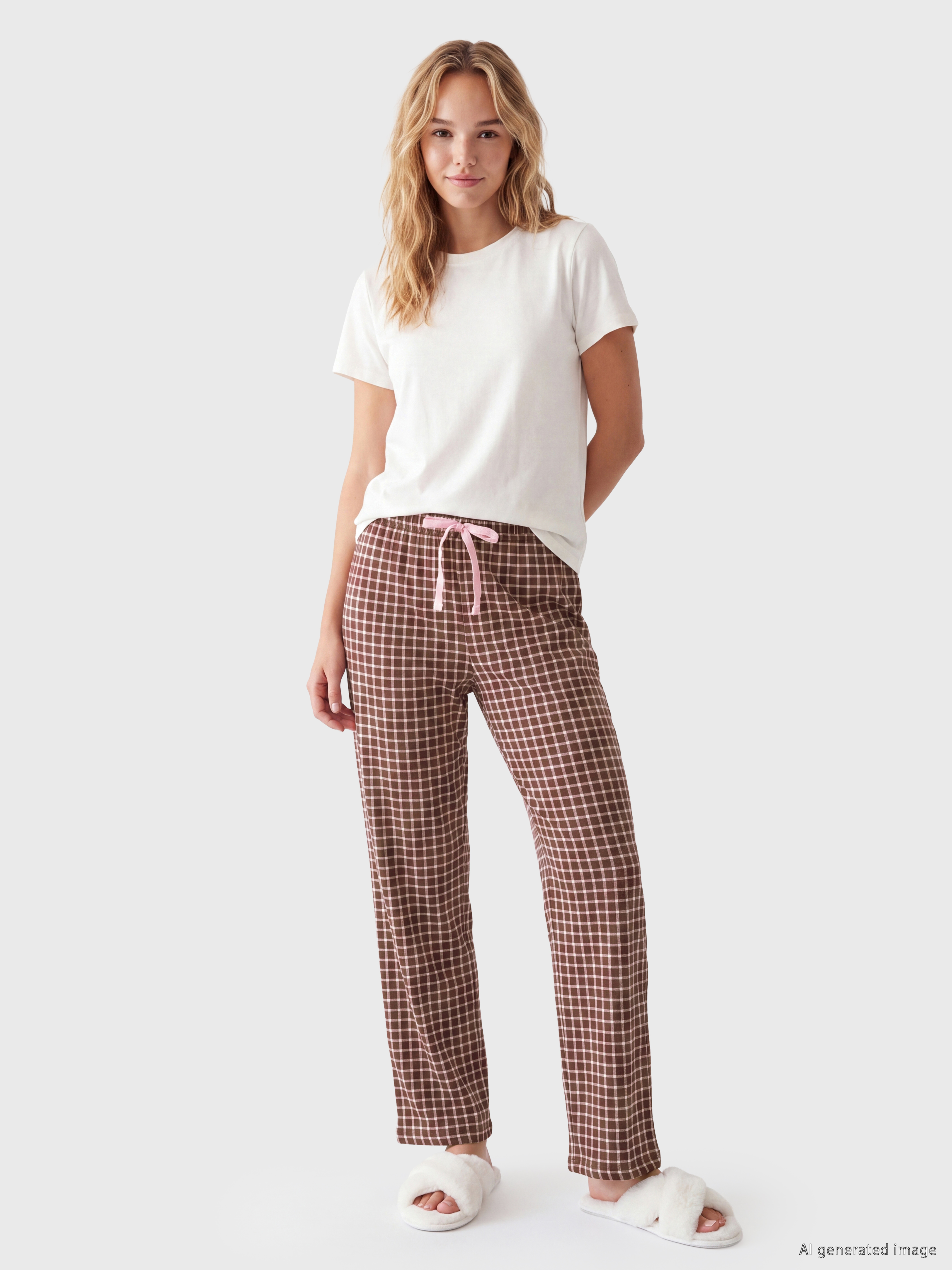 LCW DREAM Beli Lastikli Ekose Kadın Pijama Alt görsel 3