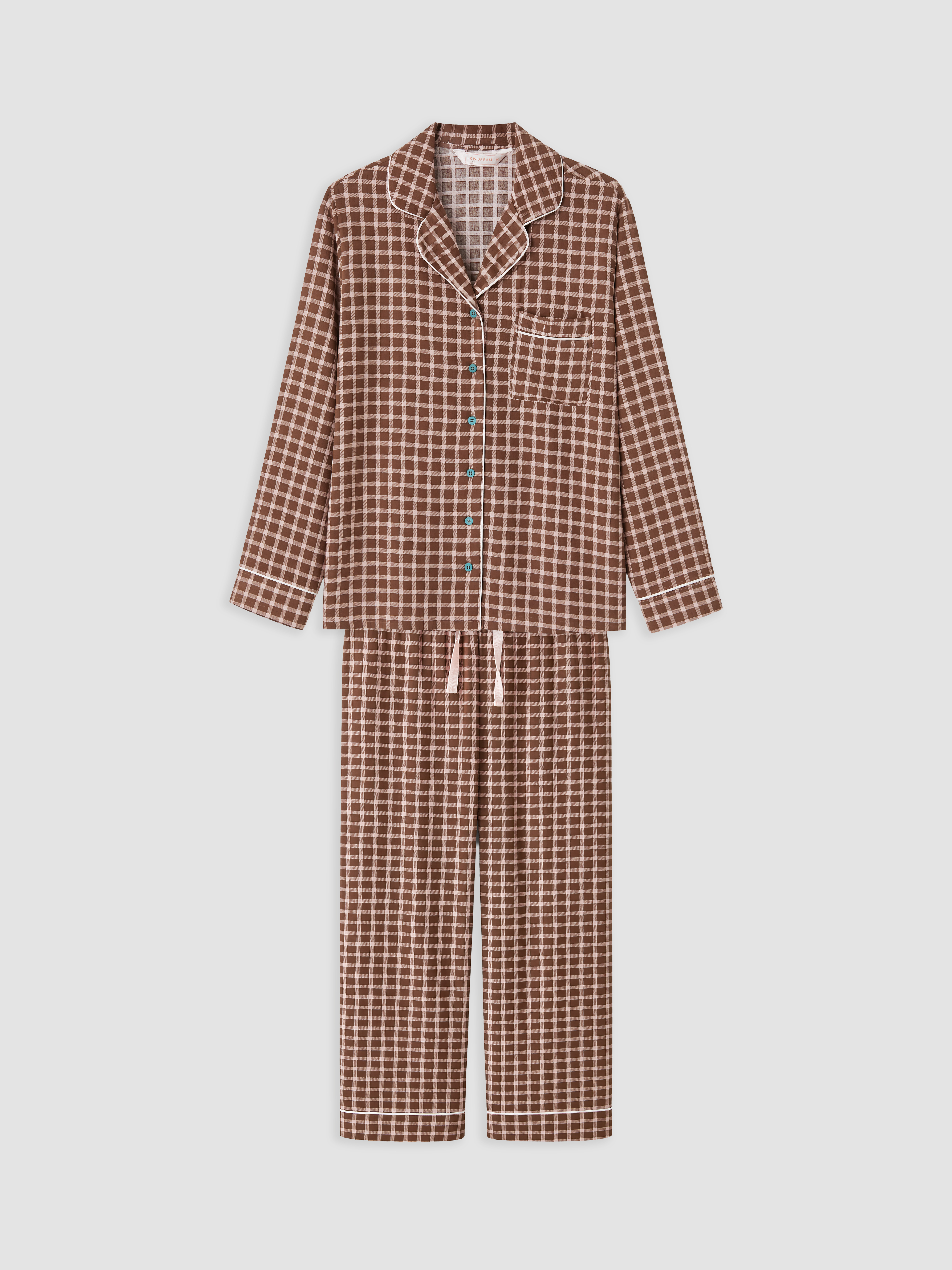 LCW DREAM Gömlek Yaka Ekose Kadın Pijama Takımı görsel 5