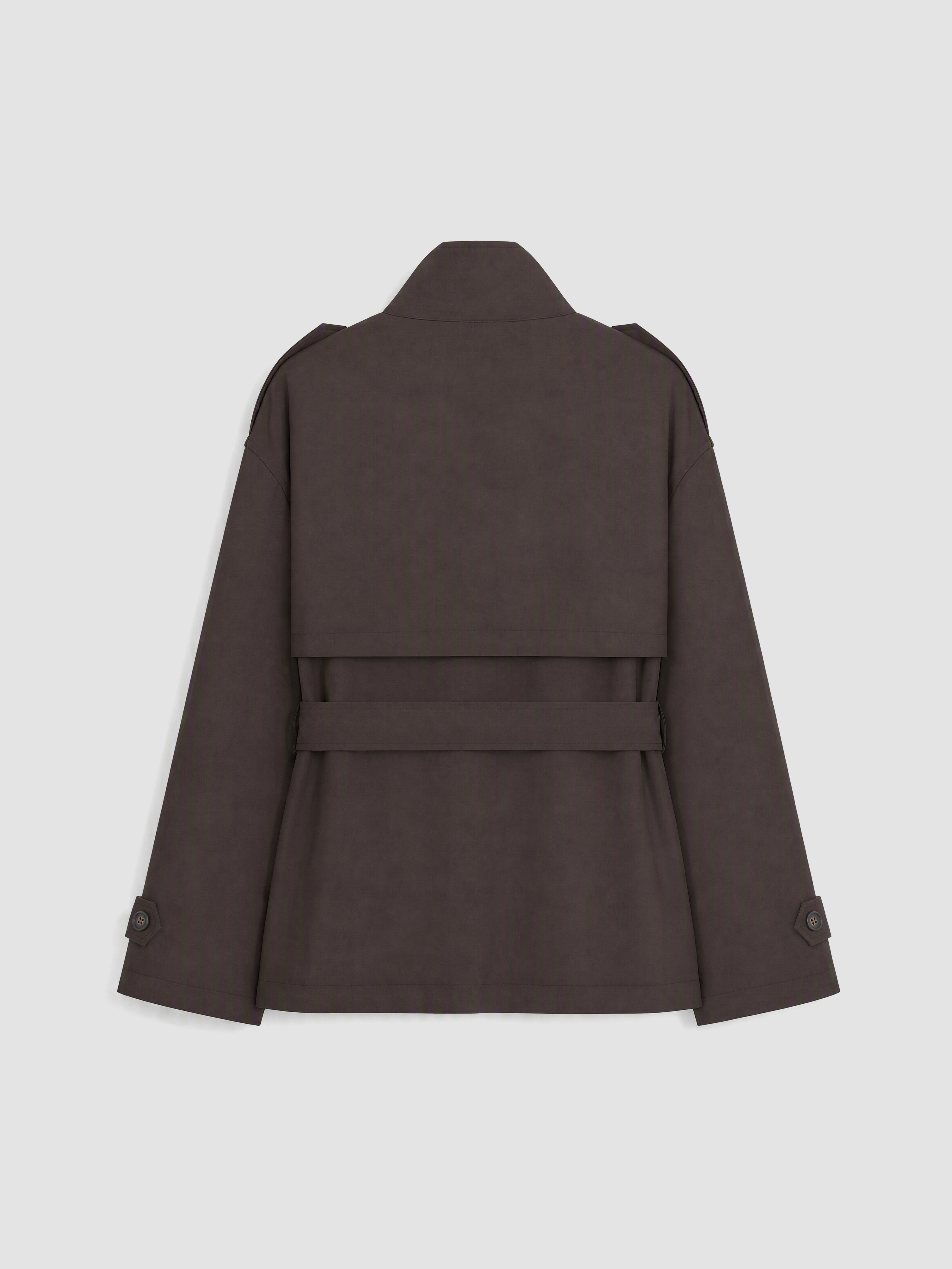 LCW Modest Dik Yaka Kuşaklı Oversize Kadın Trençkot görsel 4
