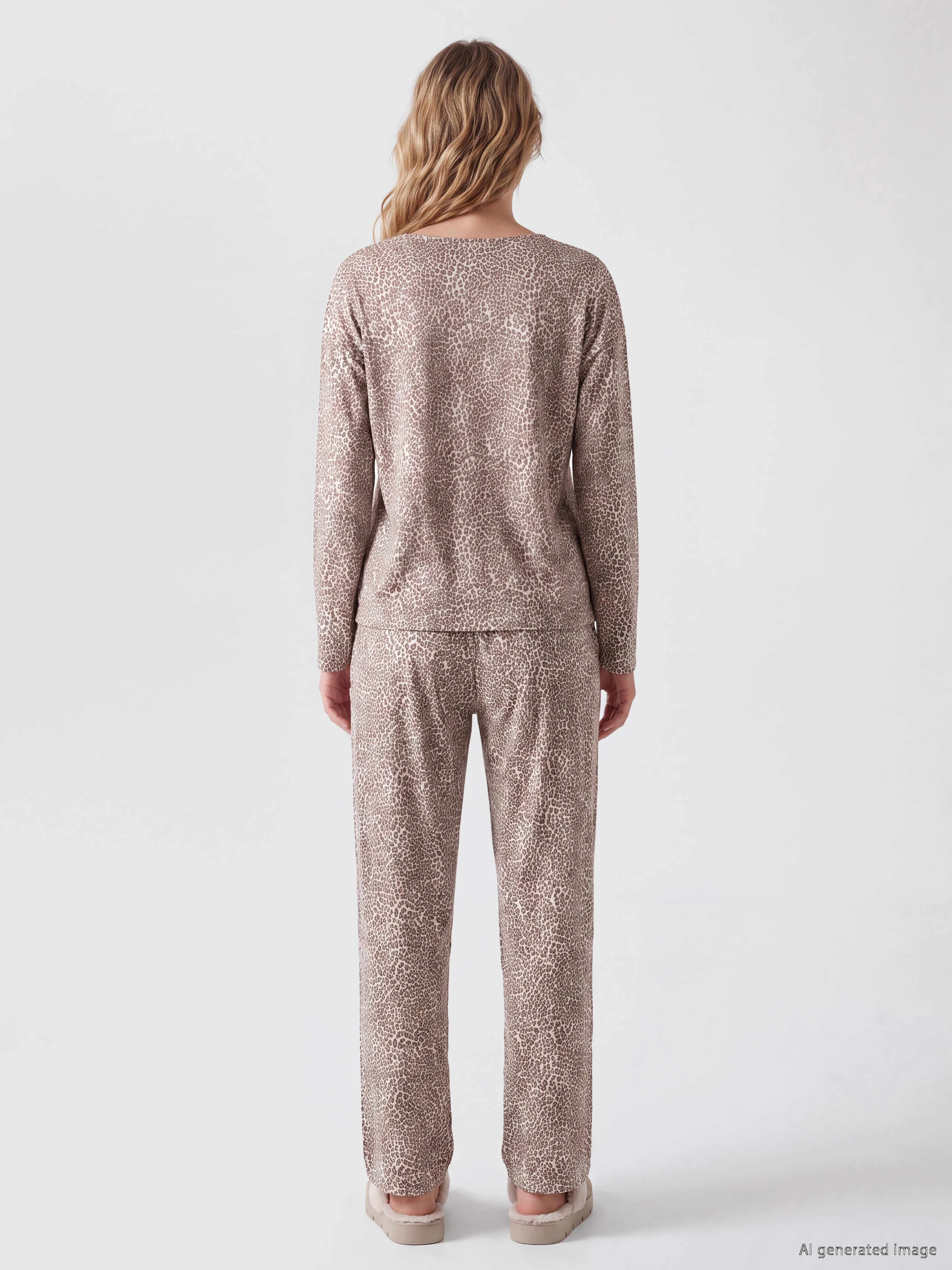 LCW DREAM Leopar Desenli Kadın Pijama Takım görsel 4