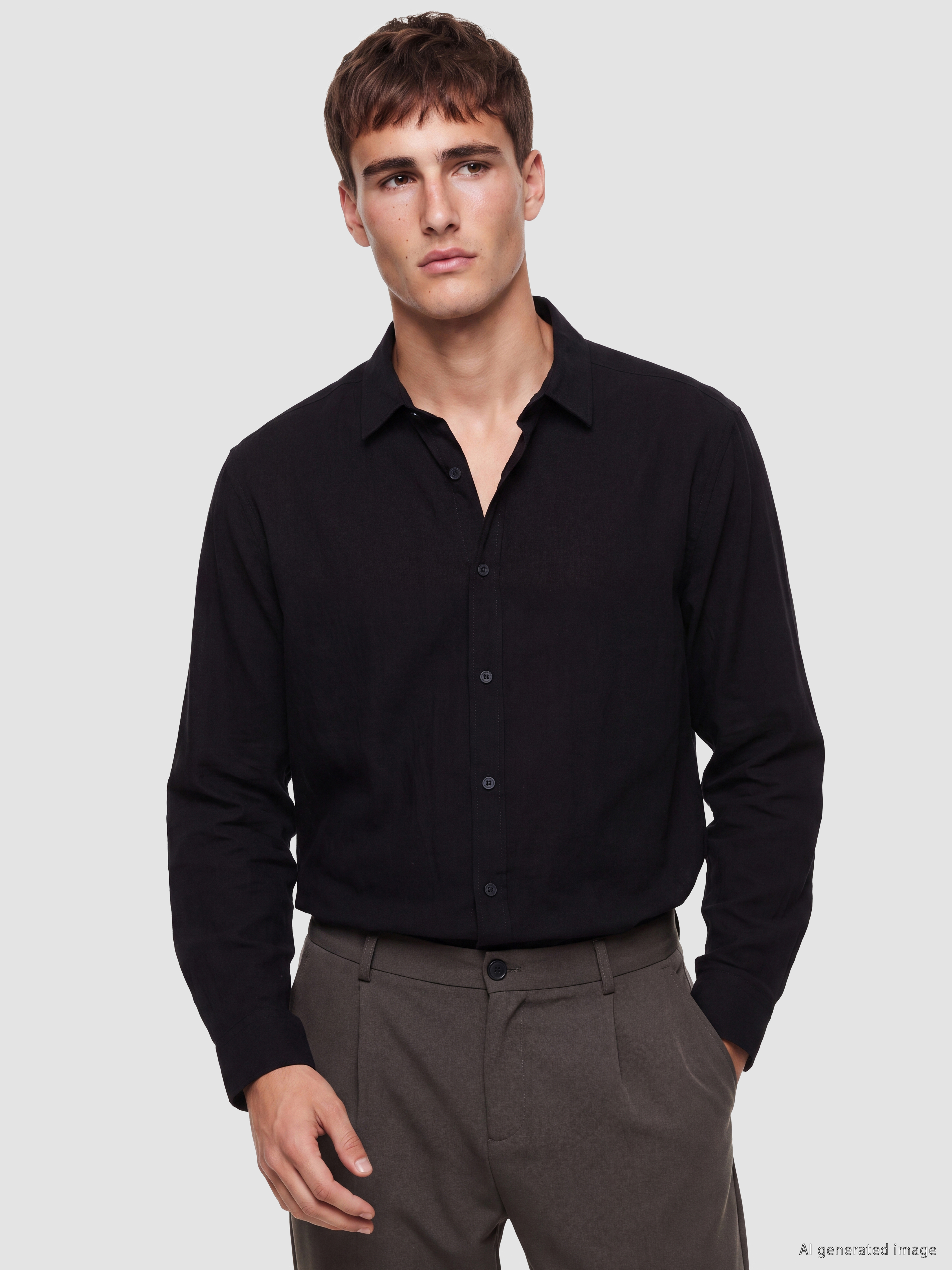 LCW Vision Regular Fit Keten Görünümlü Erkek Gömlek