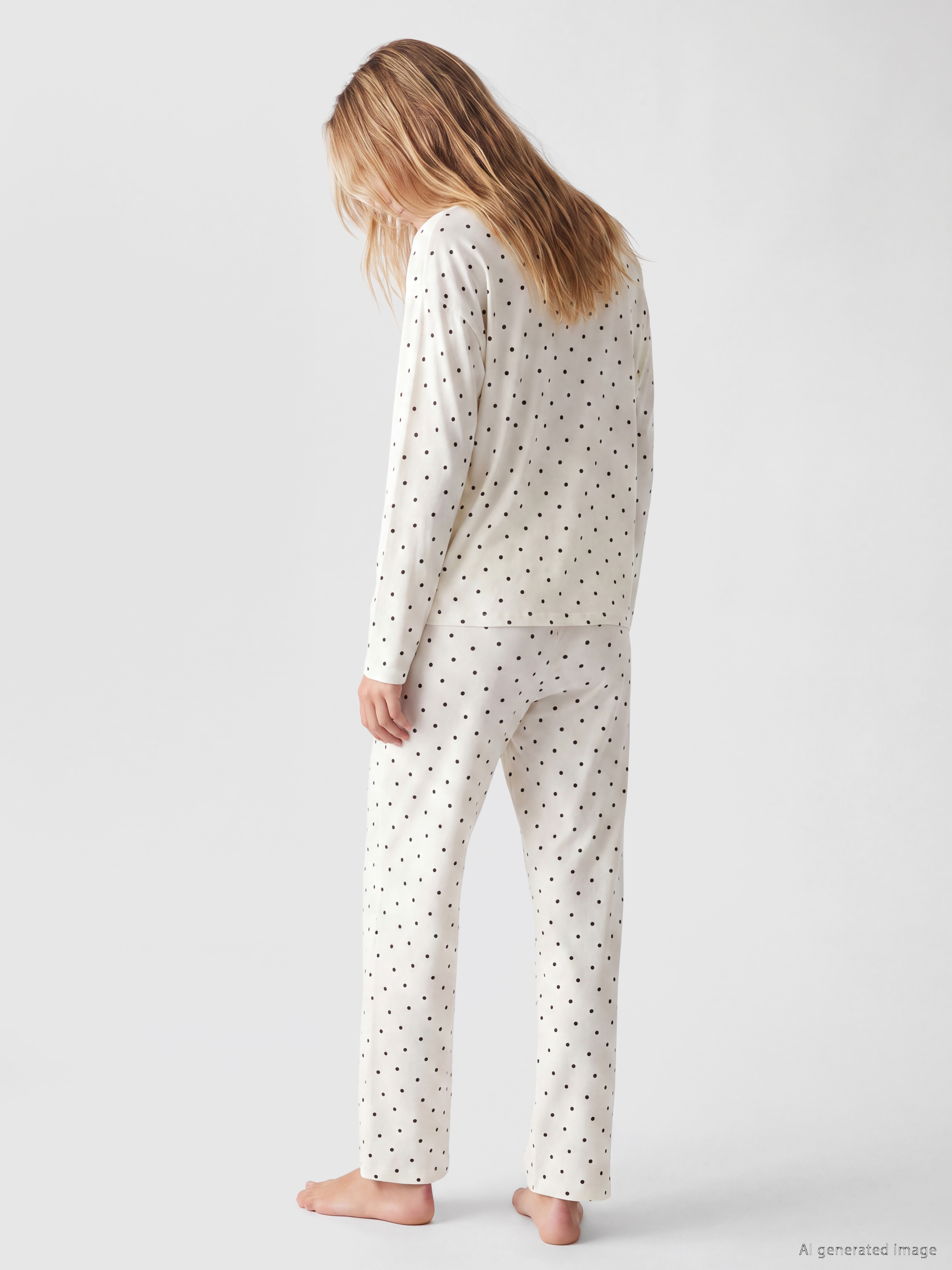 LCW DREAM Bisiklet Yaka Puantiyeli Kadın Pijama Takımı görsel 4