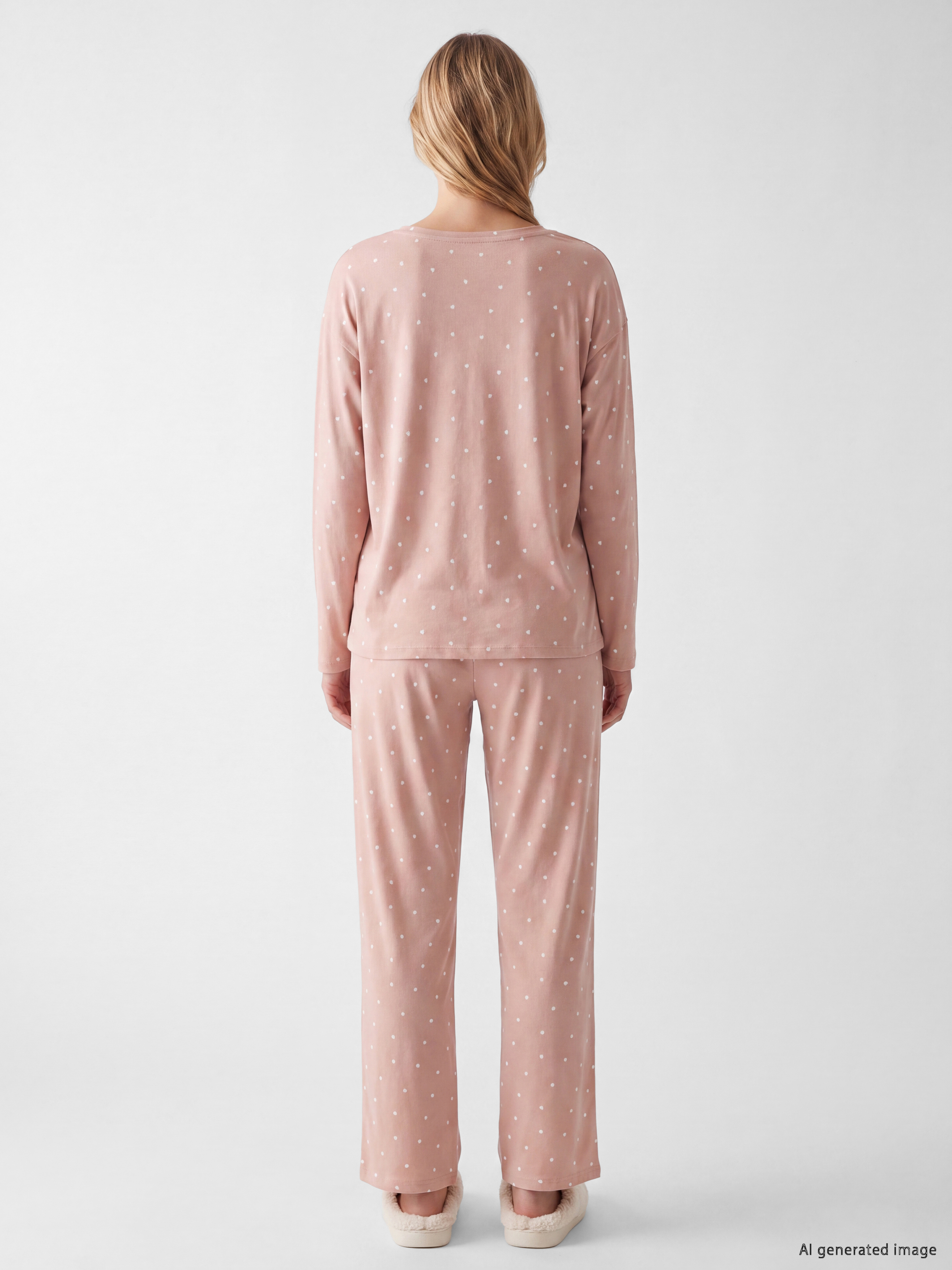 LCW DREAM Bisiklet Yaka Kalp Baskılı Kadın Pijama Takımı görsel 4