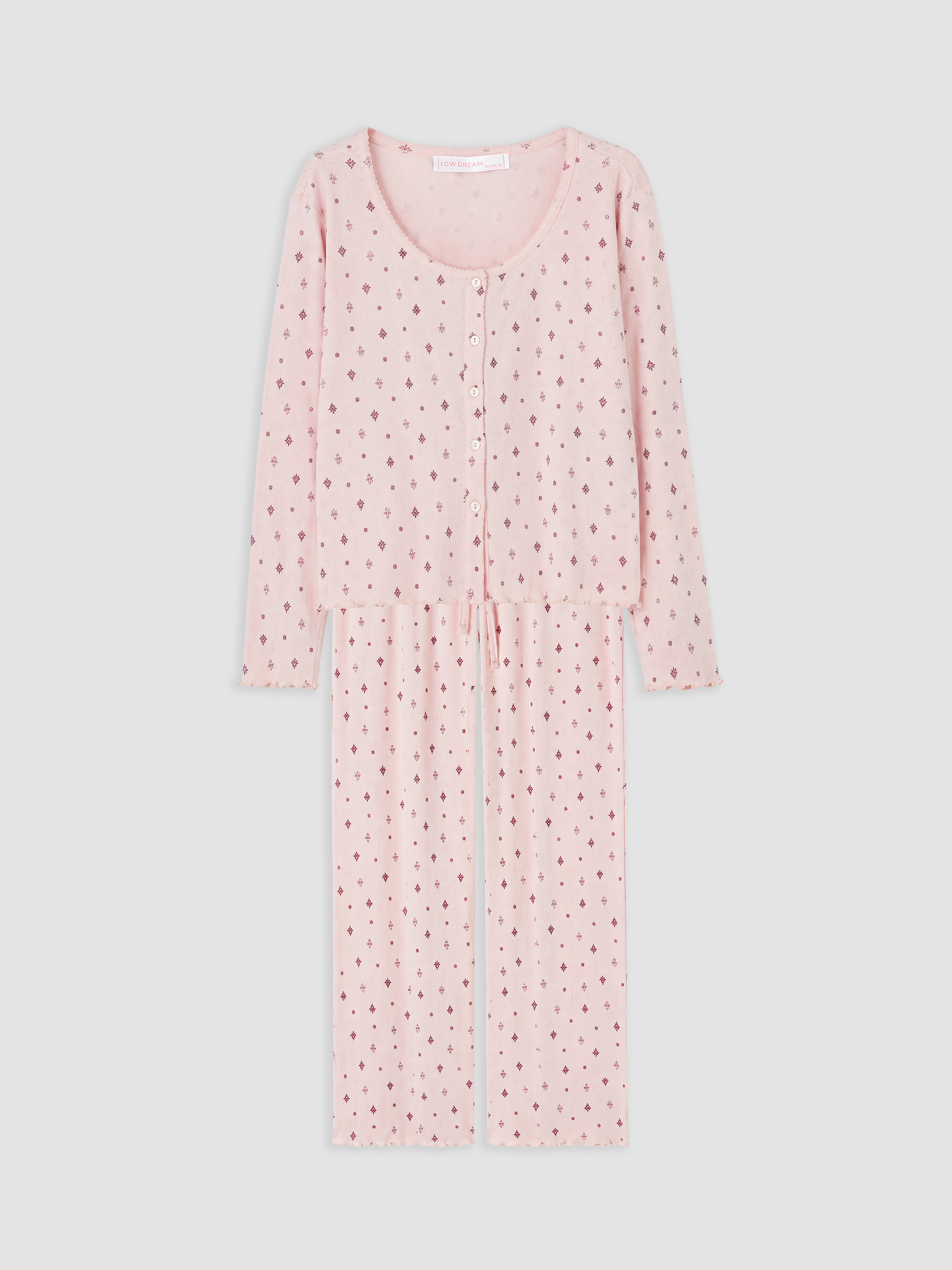 LCW DREAM U Yaka Desenli Kadın Pijama Takım görsel 5