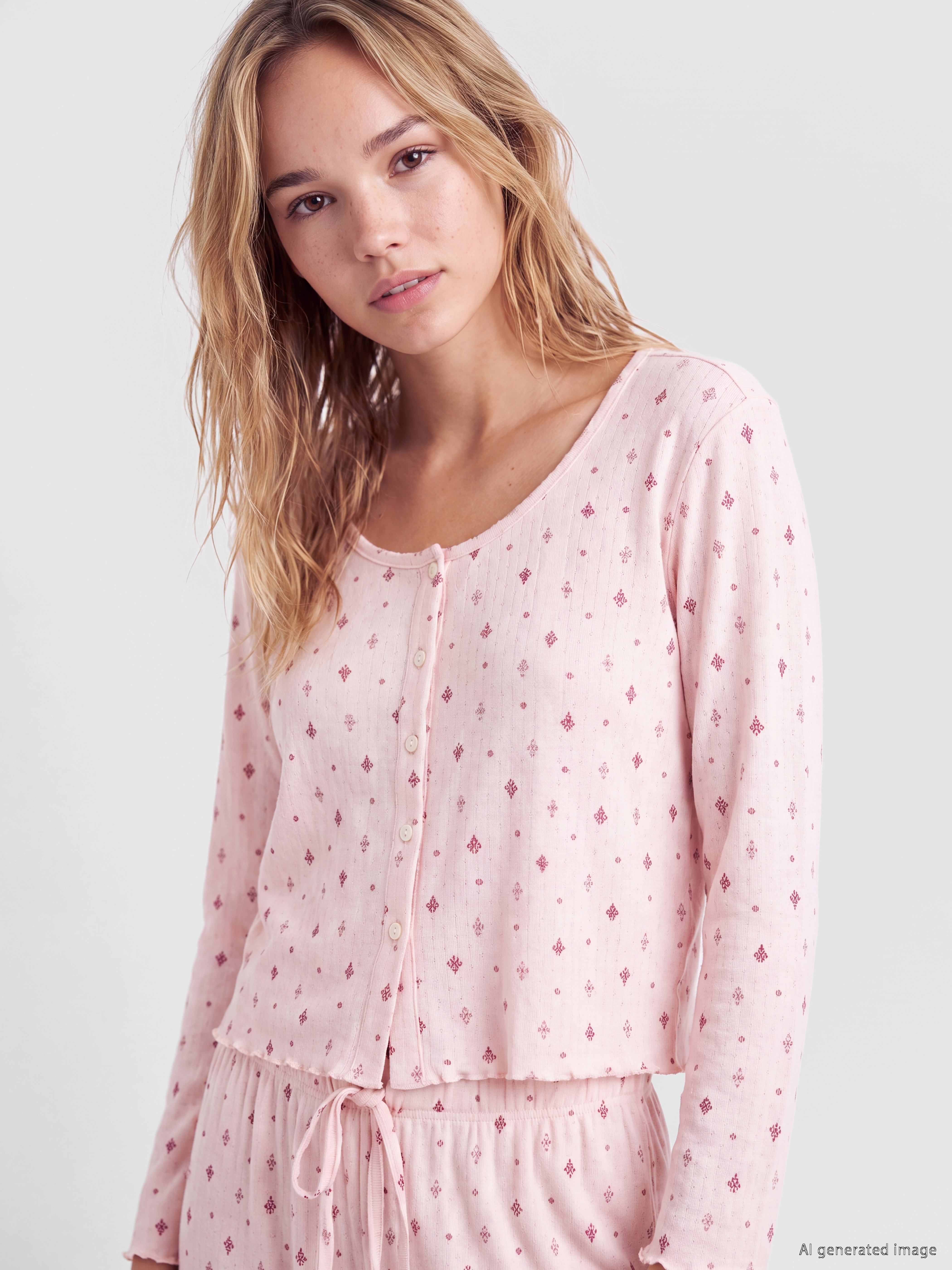 LCW DREAM U Yaka Desenli Kadın Pijama Takım görsel 2