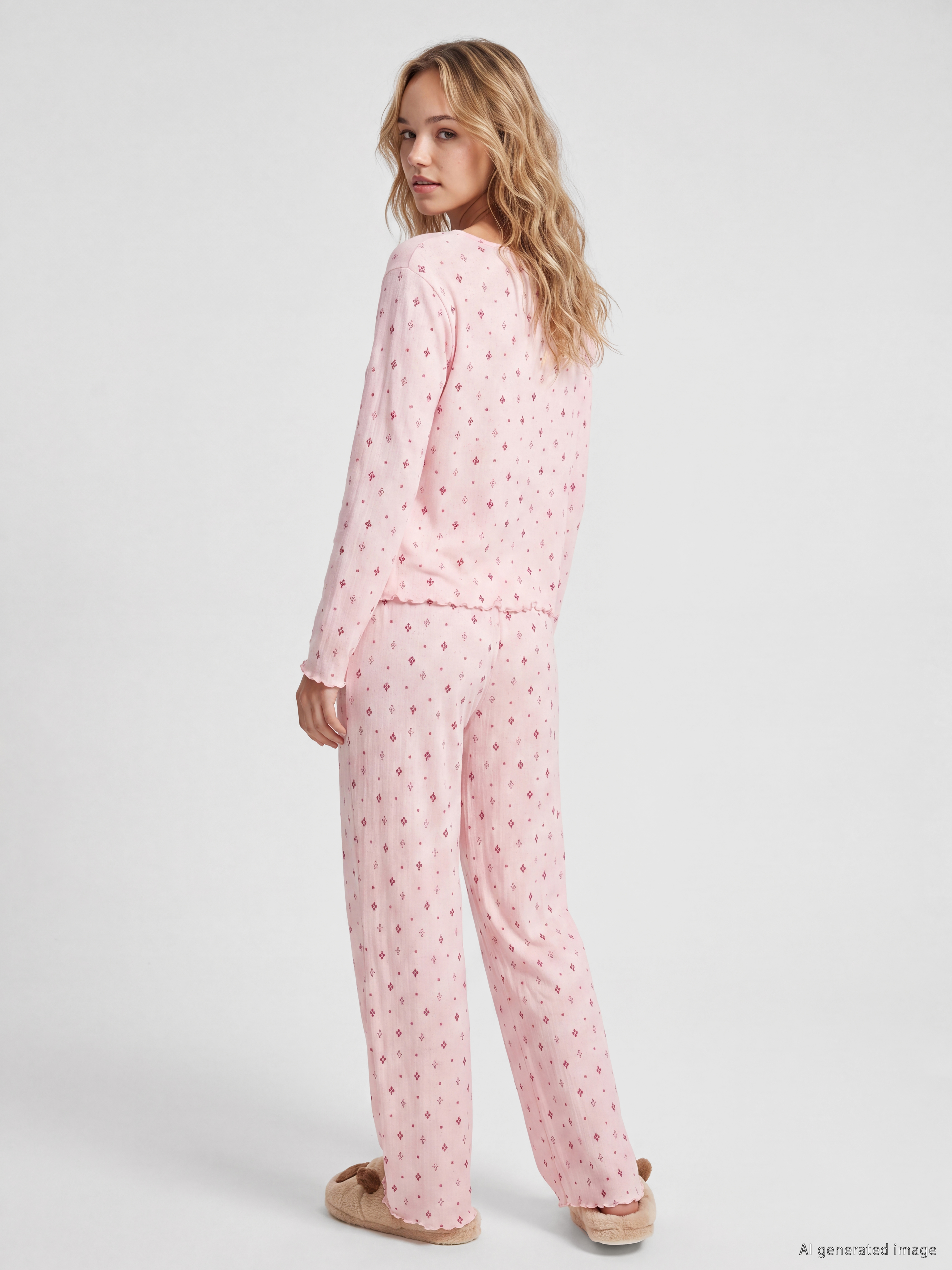 LCW DREAM U Yaka Desenli Kadın Pijama Takım görsel 4