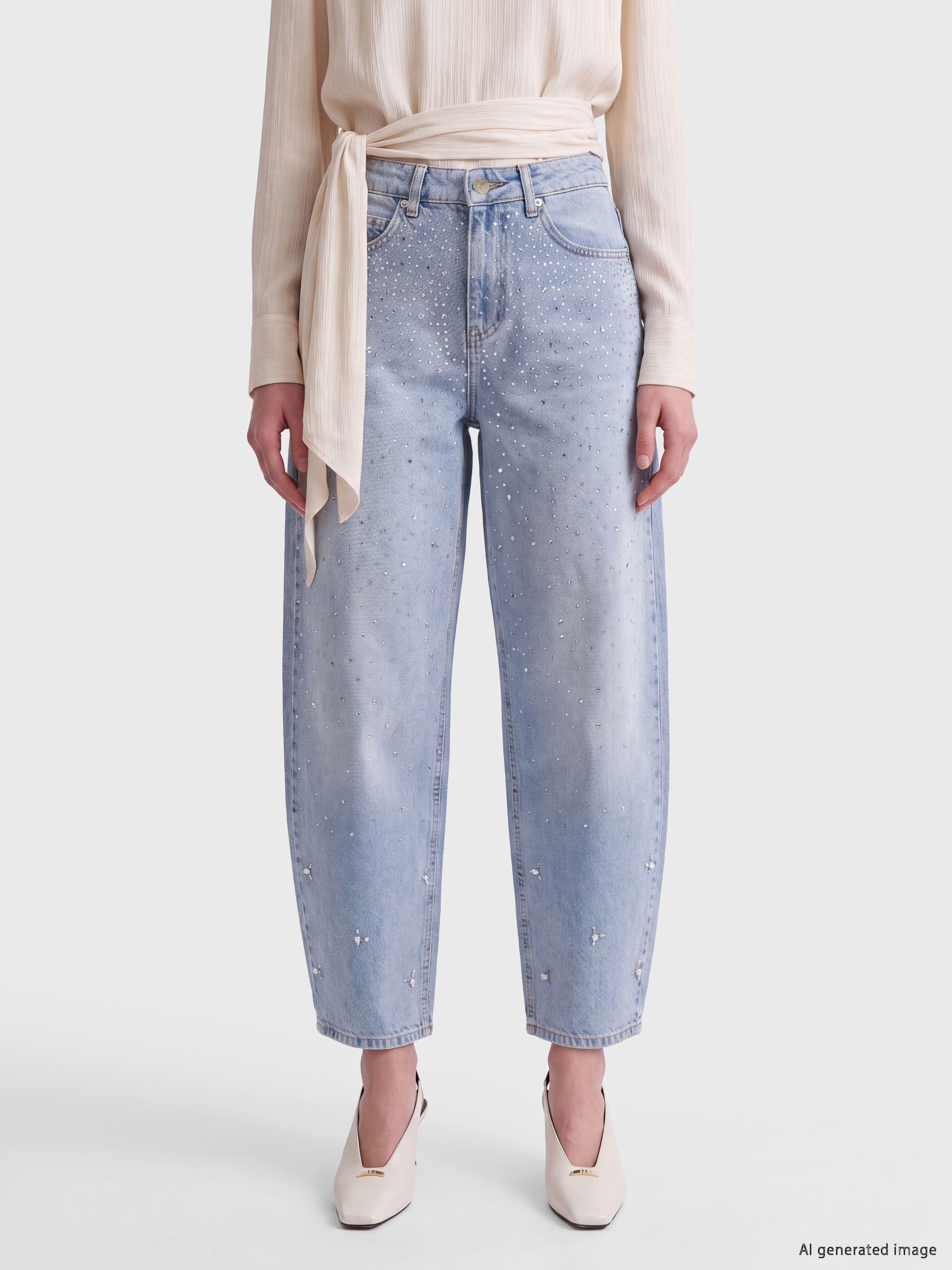 LCW Jeans Balloon Fit Taşlı Kadın Jean Pantolon görsel 2