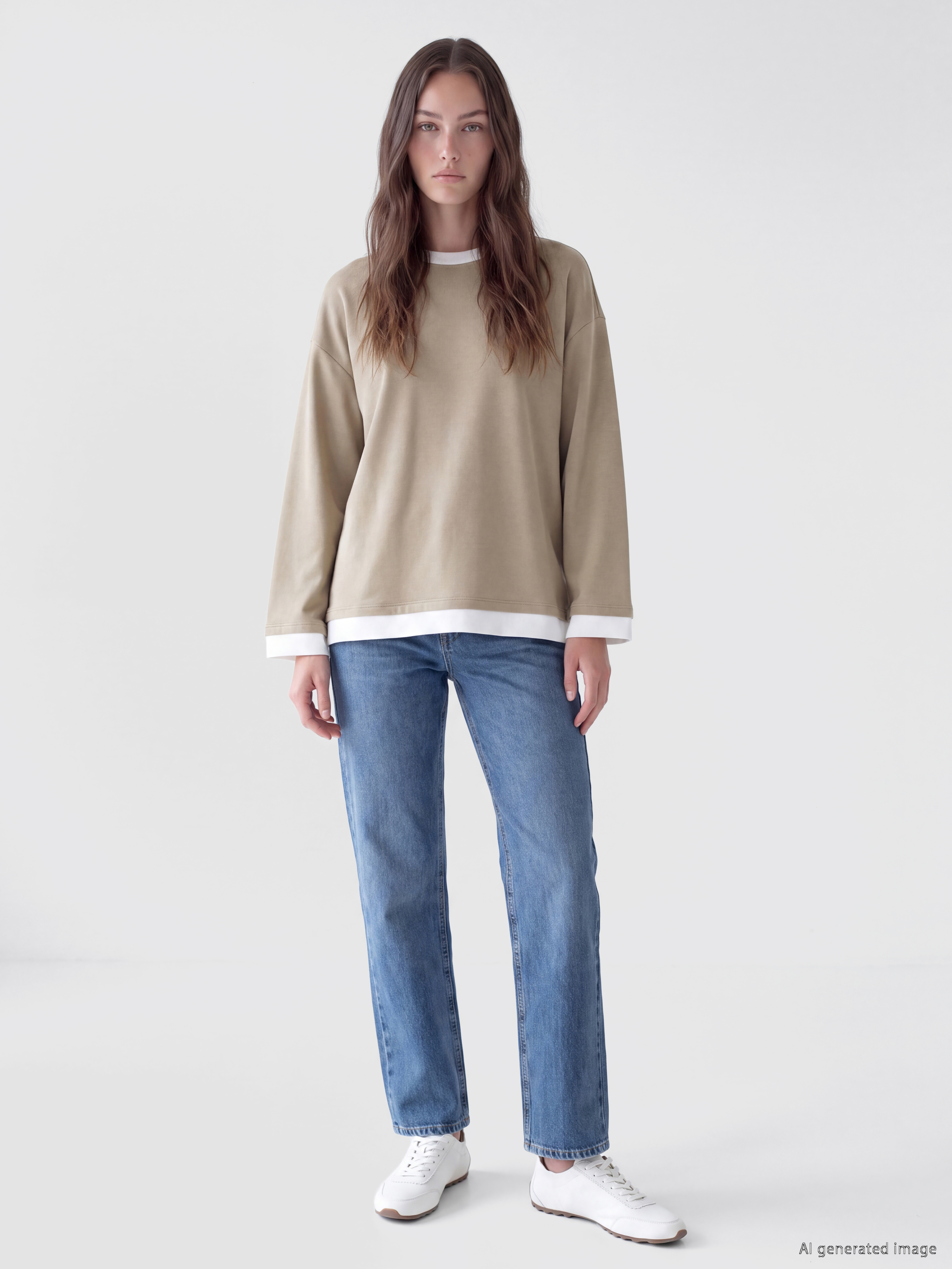LCW Modest Oversize Soft Touch Kadın Sweatshirt Tunik görsel 2