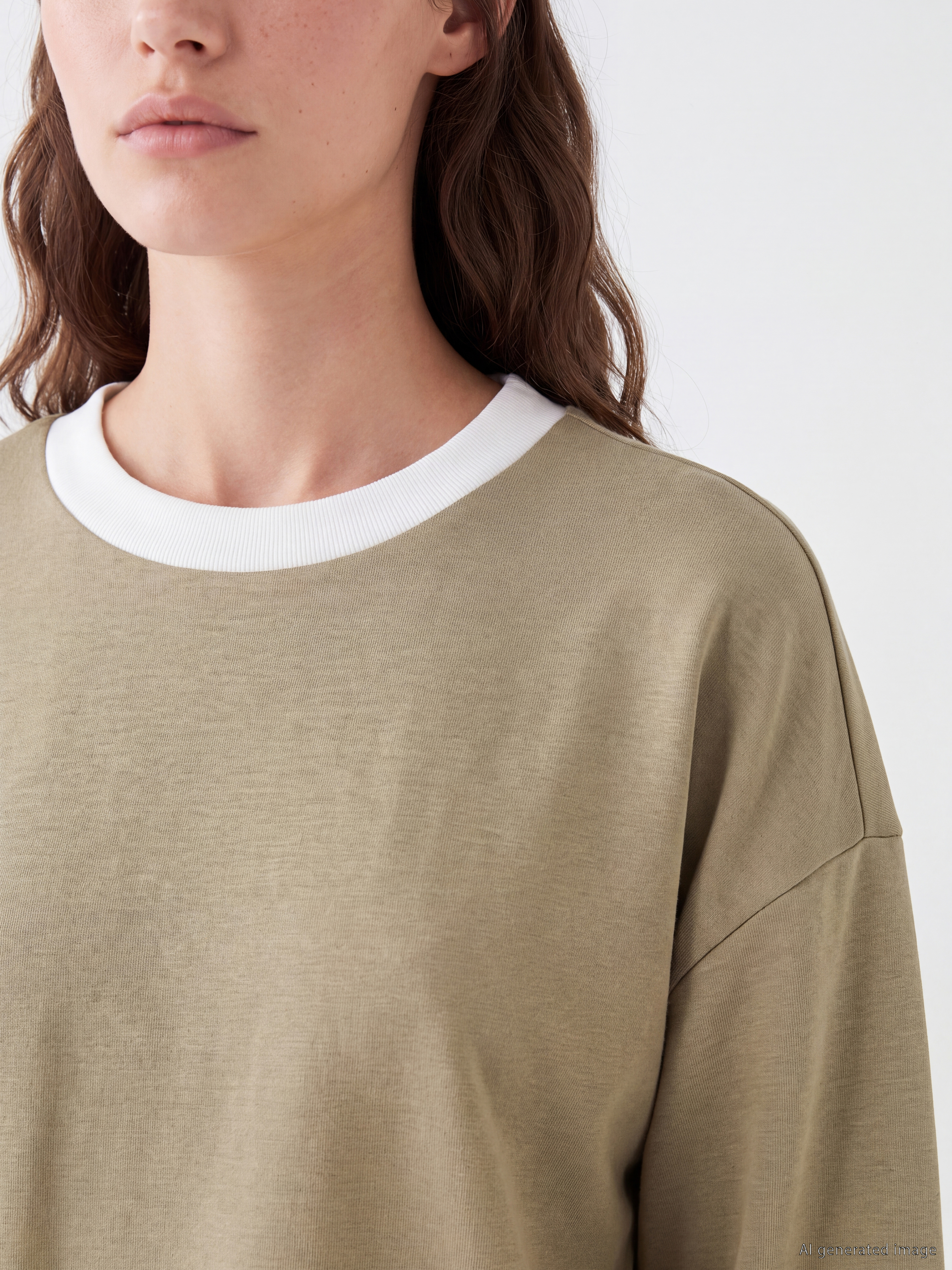 LCW Modest Oversize Soft Touch Kadın Sweatshirt Tunik görsel 3