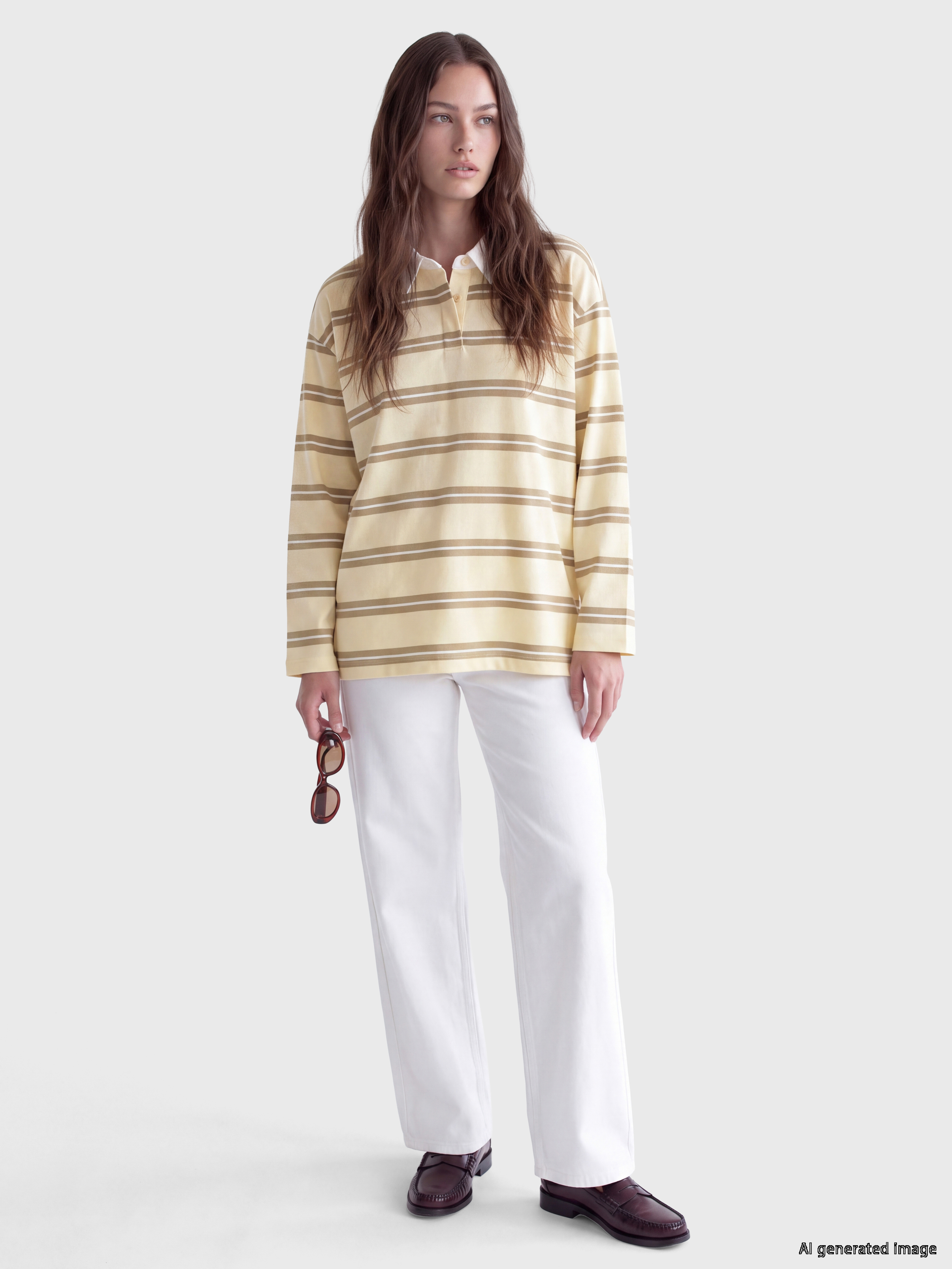 LCW Modest Polo Yaka Oversize Kadın Sweatshirt Tunik görsel 2