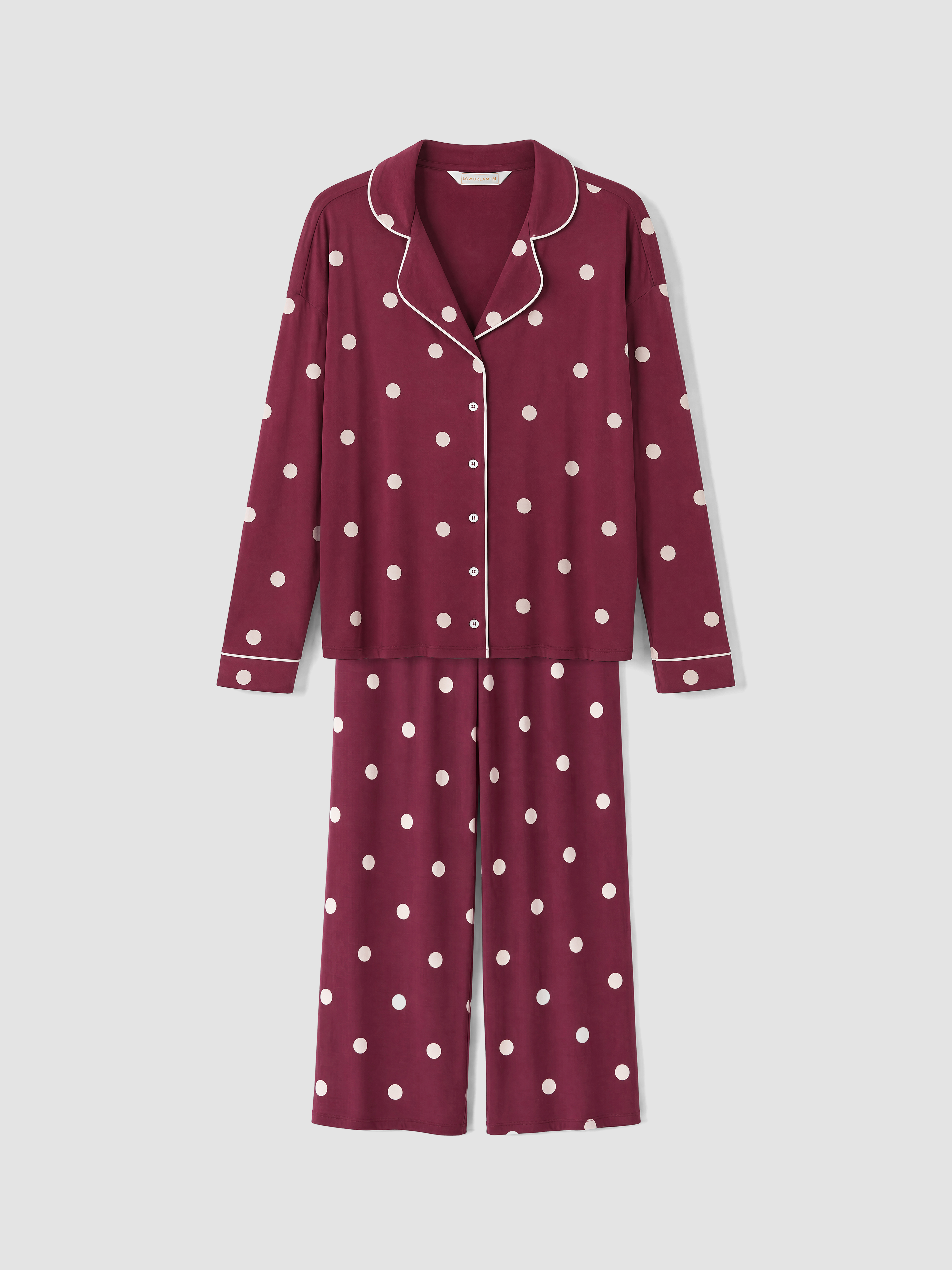 LCW DREAM Gömlek Yaka Puantiyeli Kadın Pijama Takım görsel 6
