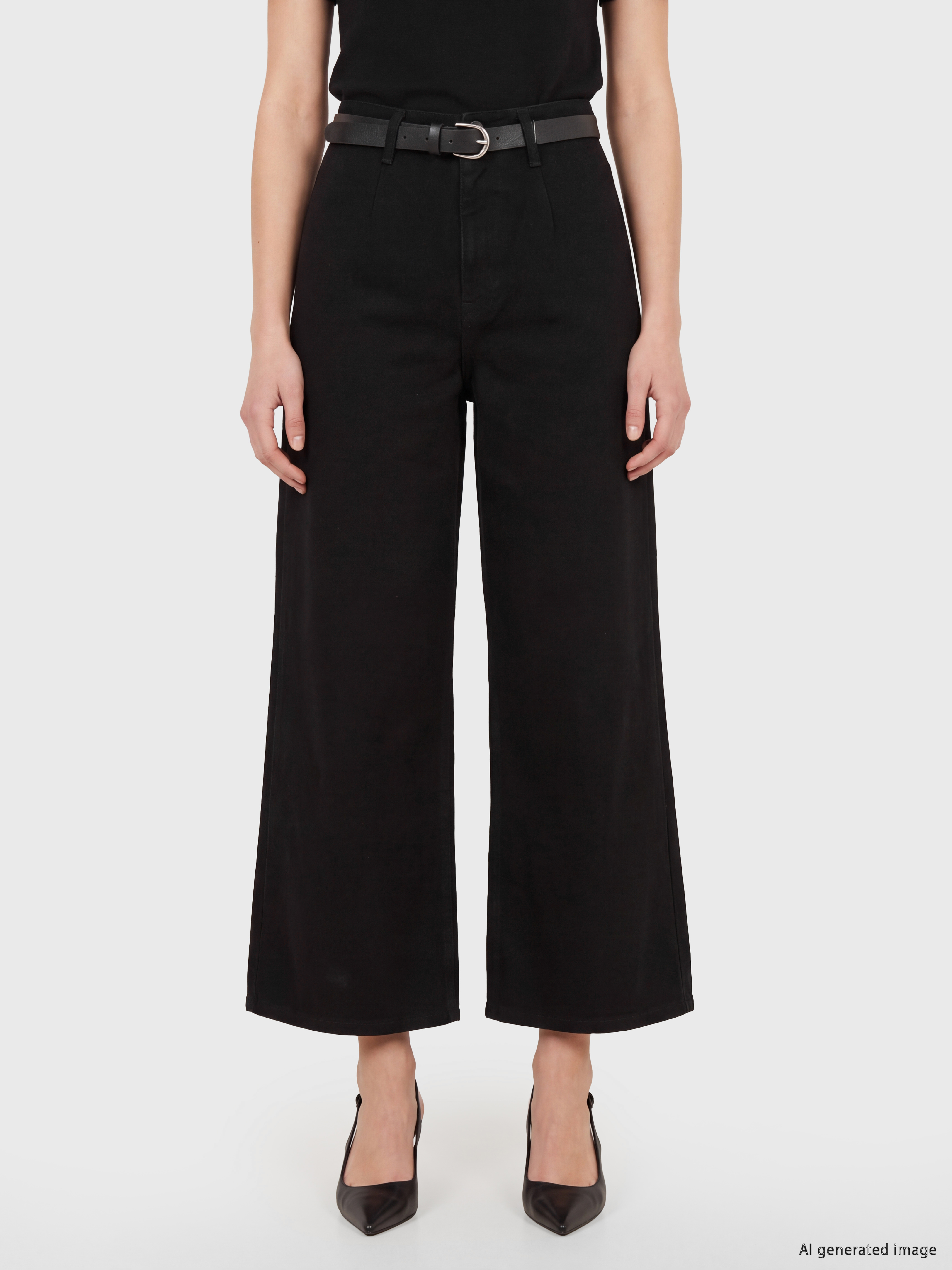 LCW Jeans Kemerli Culotte Fit Kadın Jean Pantolon görsel 2