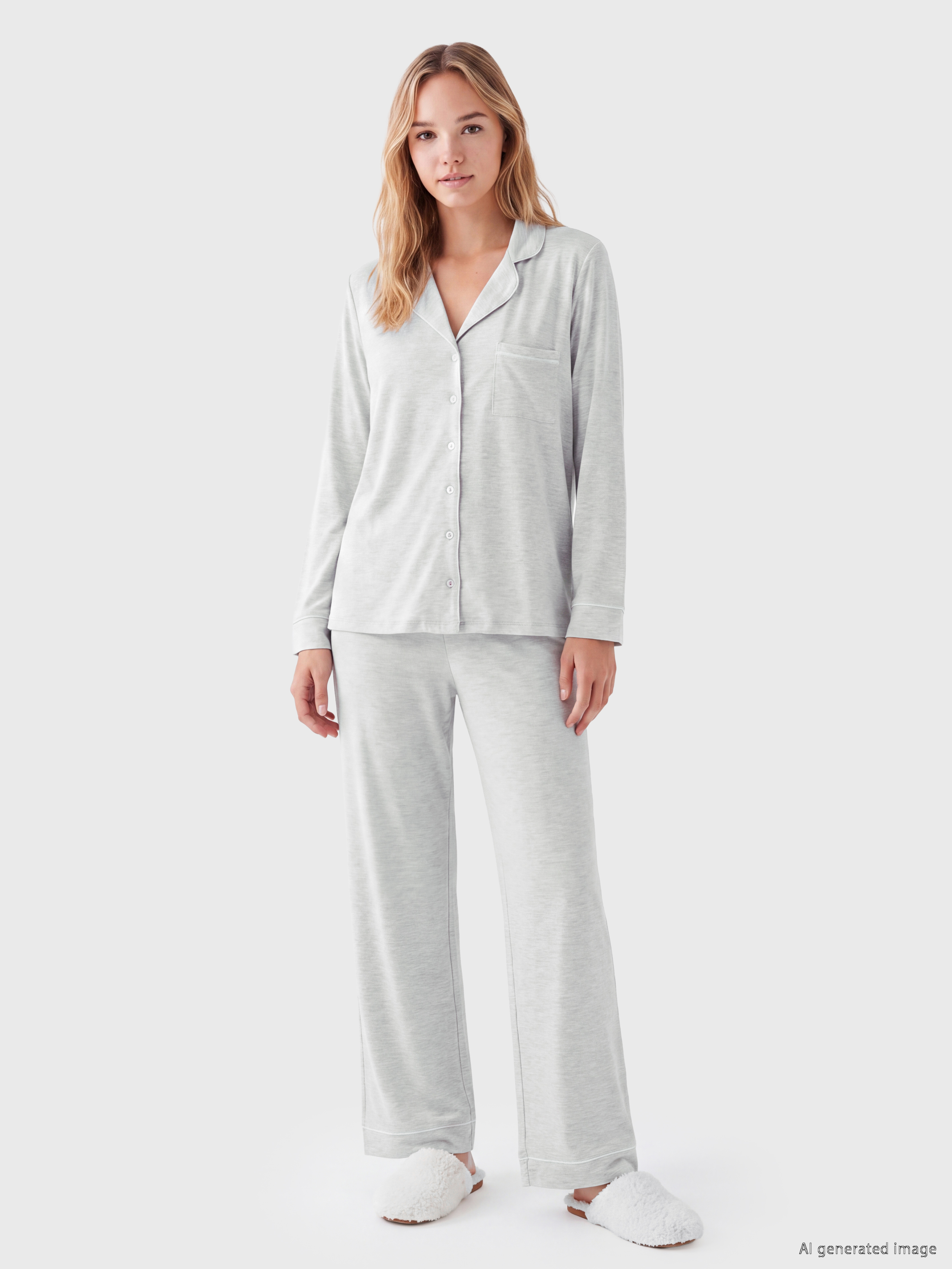 LCW DREAM Gömlek Yaka Kadın Pijama Takım