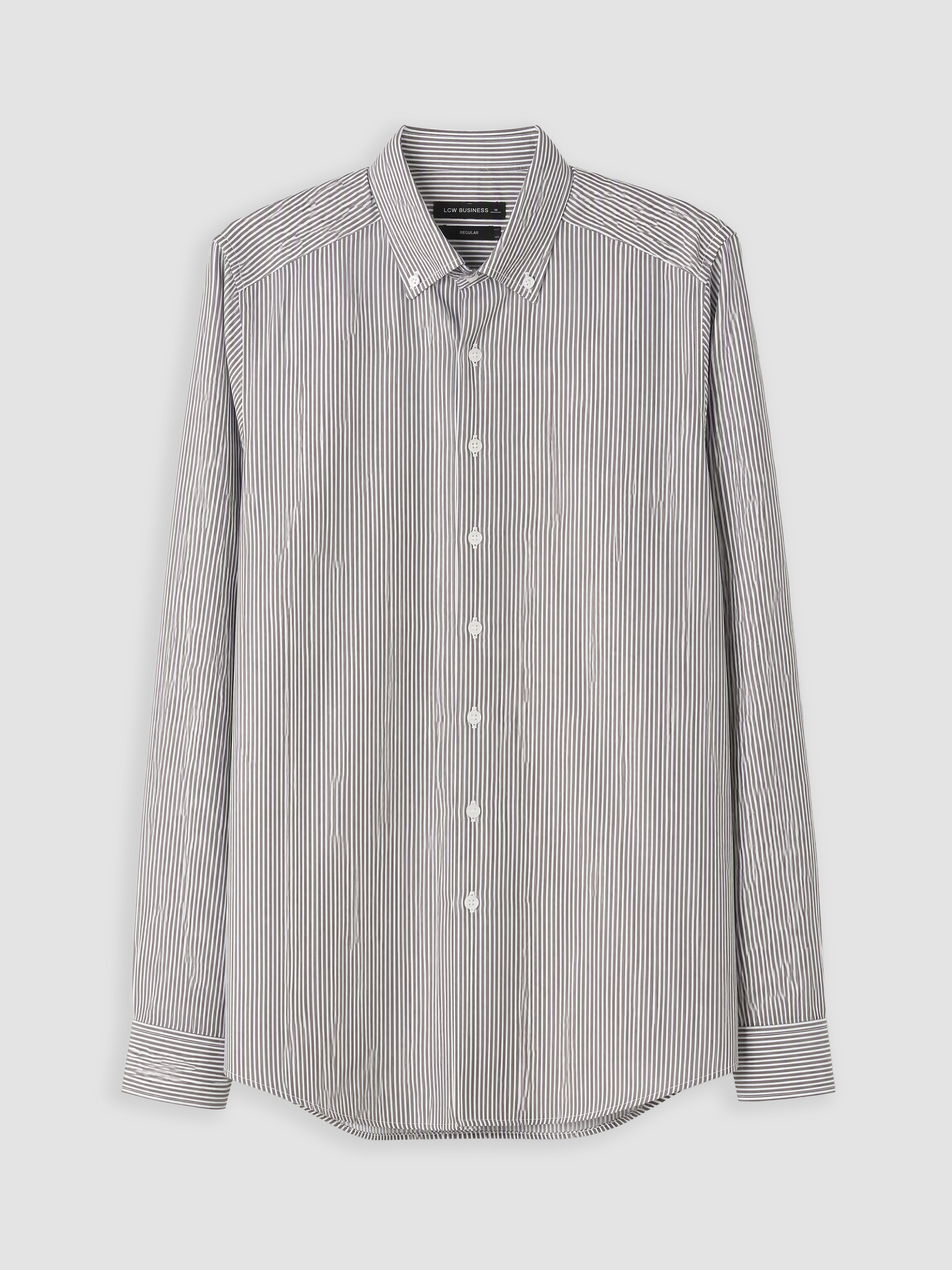 LCW BUSINESS Slim Fit Çizgili Armürlü Erkek Gömlek görsel 5